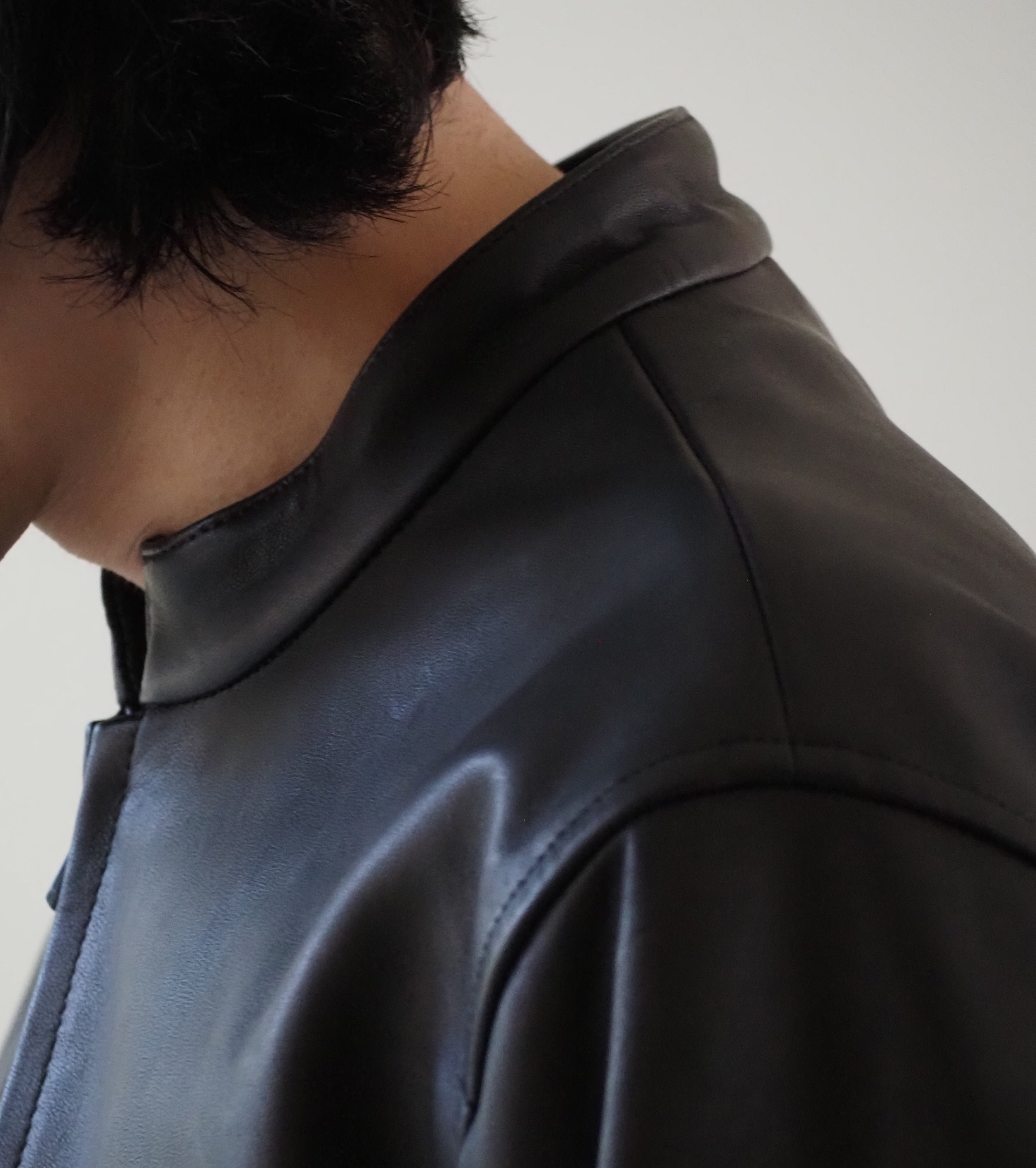 blurhms ラムレザー ジップ ショート ジャケット, Black