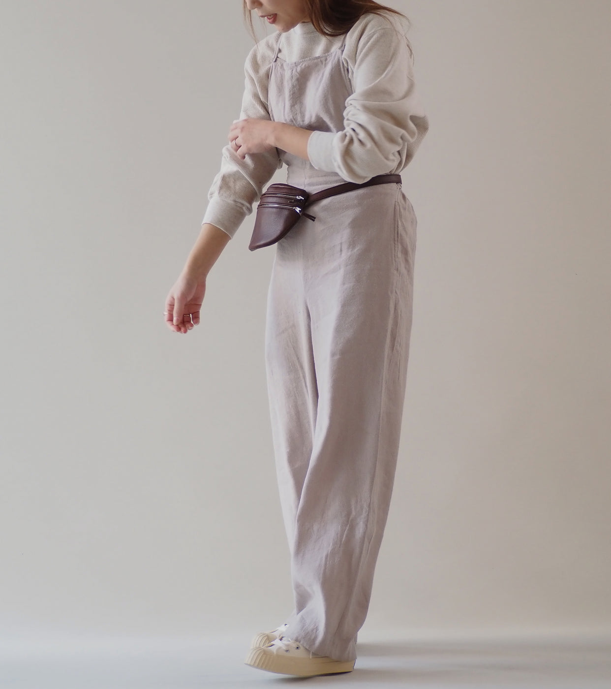 Blurhms Silk Linen Apron-Overalls  , Rose Grey