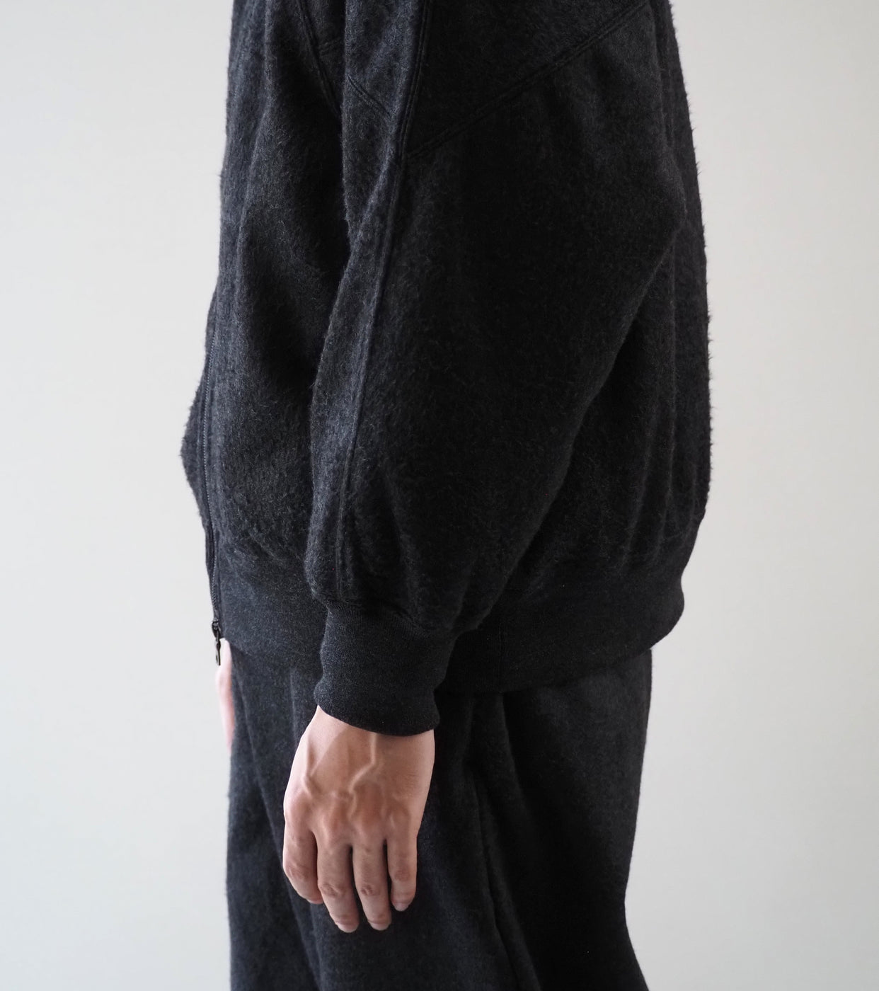 blurhms Pe/Silk Fleece Track Jacket, Heather Black