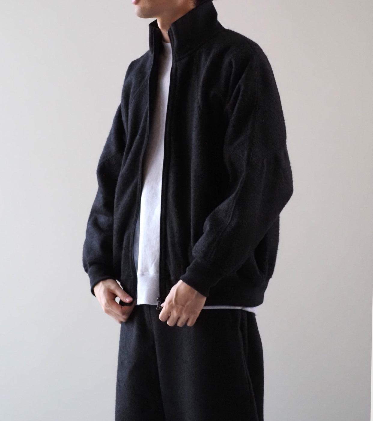 blurhms Pe/Silk Fleece Track Jacket, Heather Black