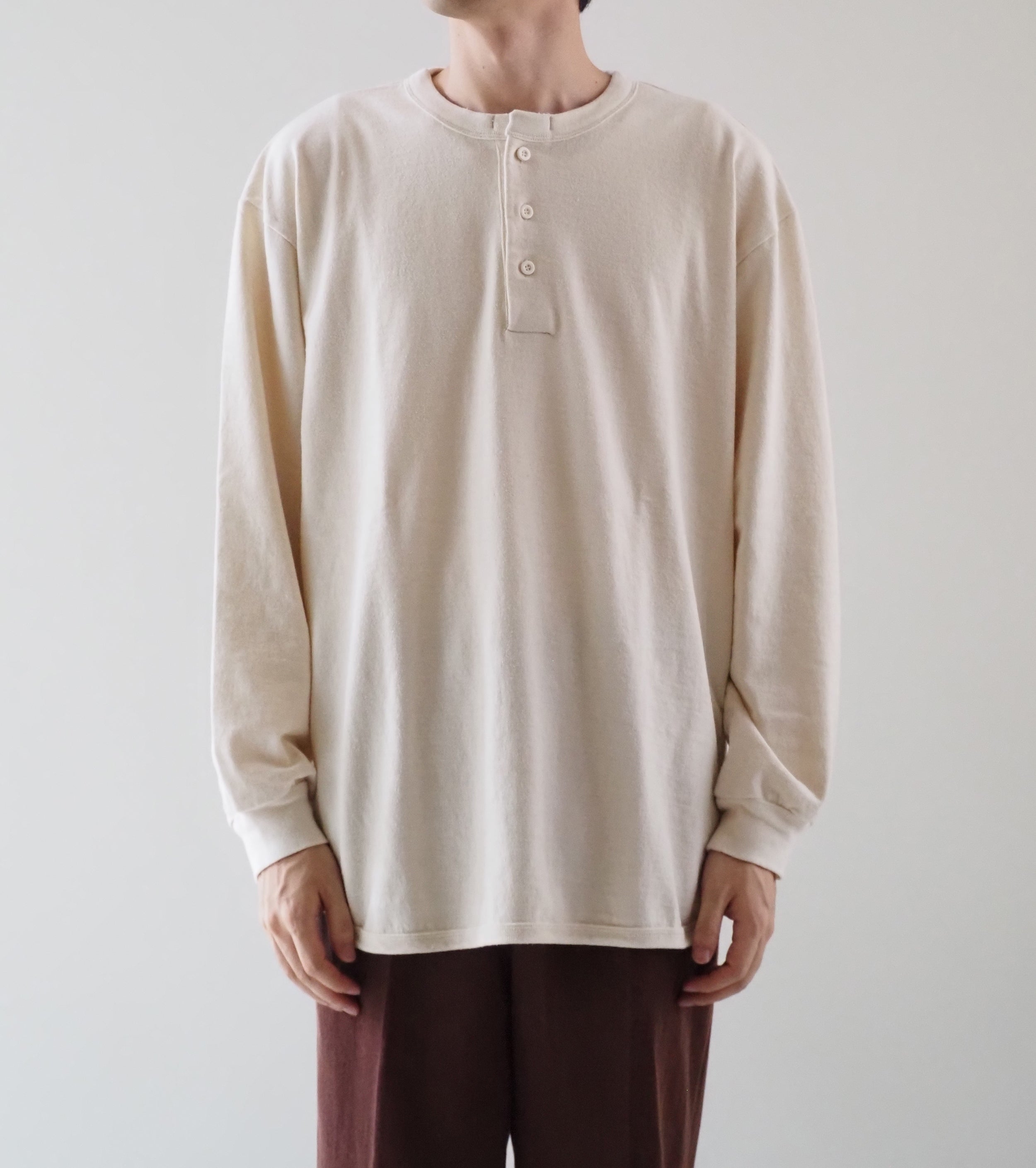 blurhms コットン シルク ネップ ベースボール ヘンリー , Ivory