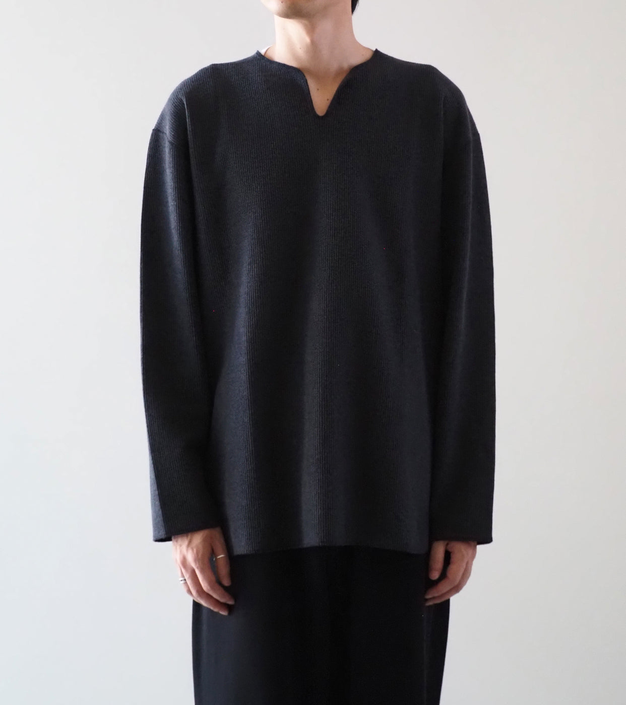 Blurhms Root Stock ラフ＆スムース サーマル オーバーネック  ロングスリーブ, Heather Charcoal