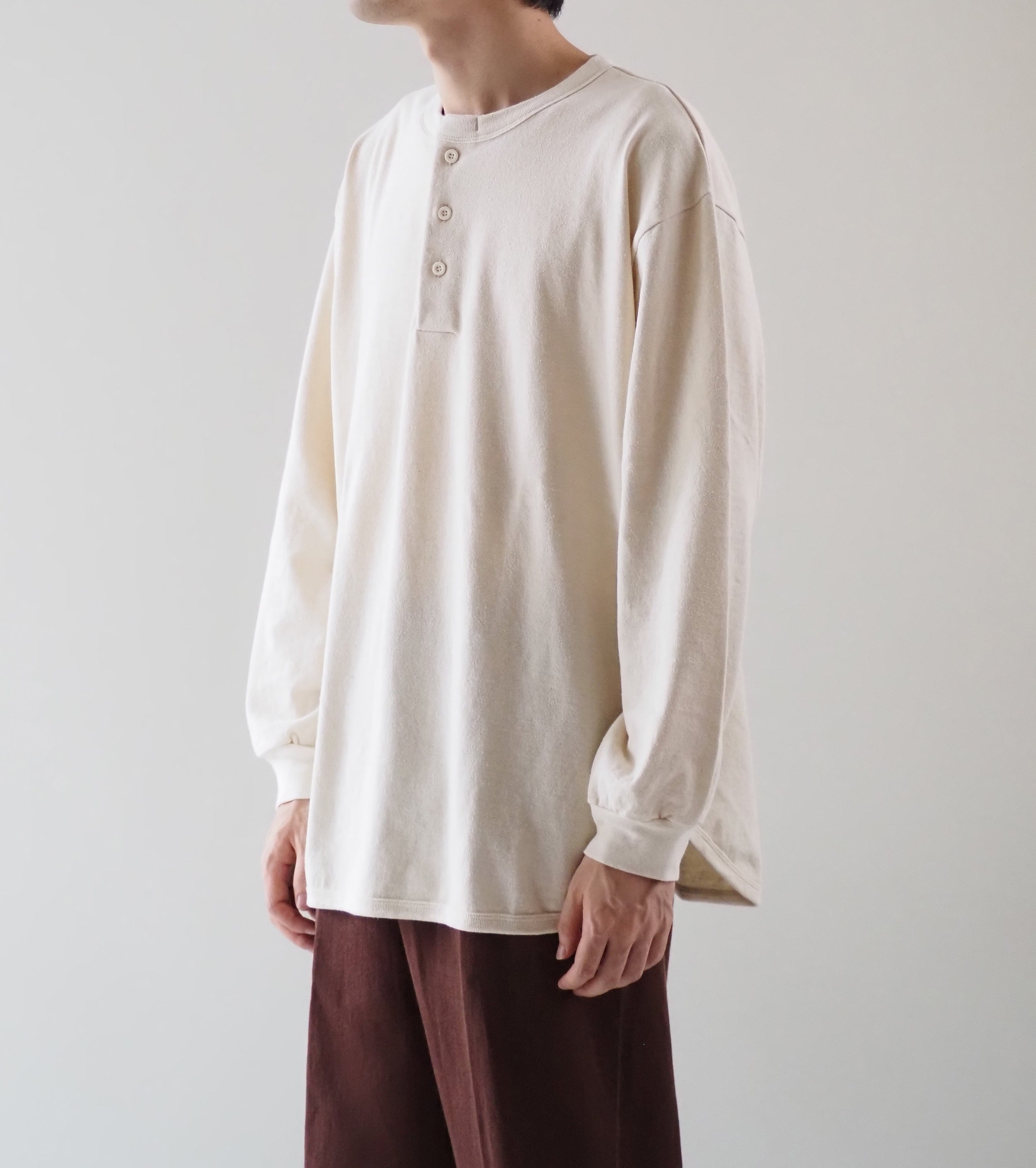 blurhms コットン シルク ネップ ベースボール ヘンリー , Ivory