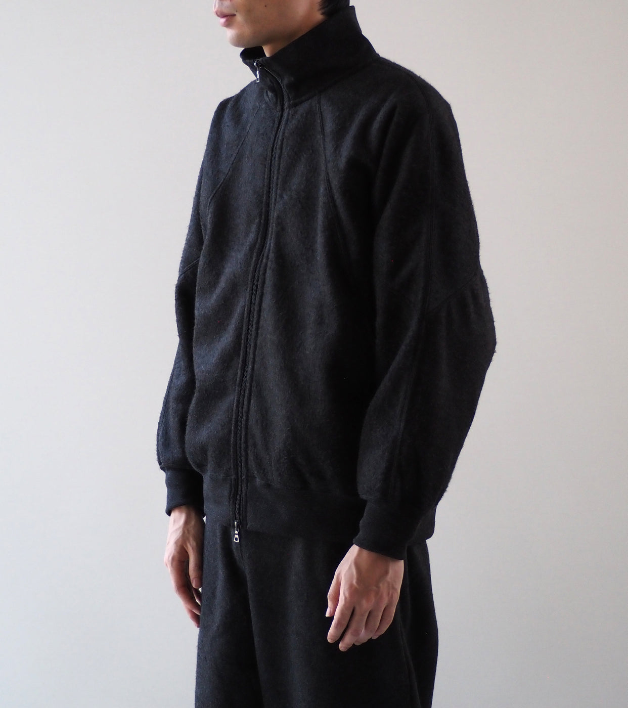 blurhms Pe/Silk Fleece Track Jacket, Heather Black