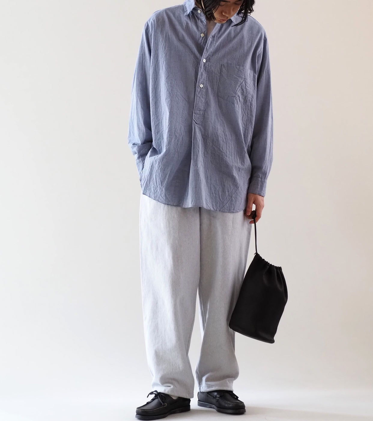 blurhmsROOTSTOCK ハードツイスト シャンブレー グランパシャツ , Saxe Blue