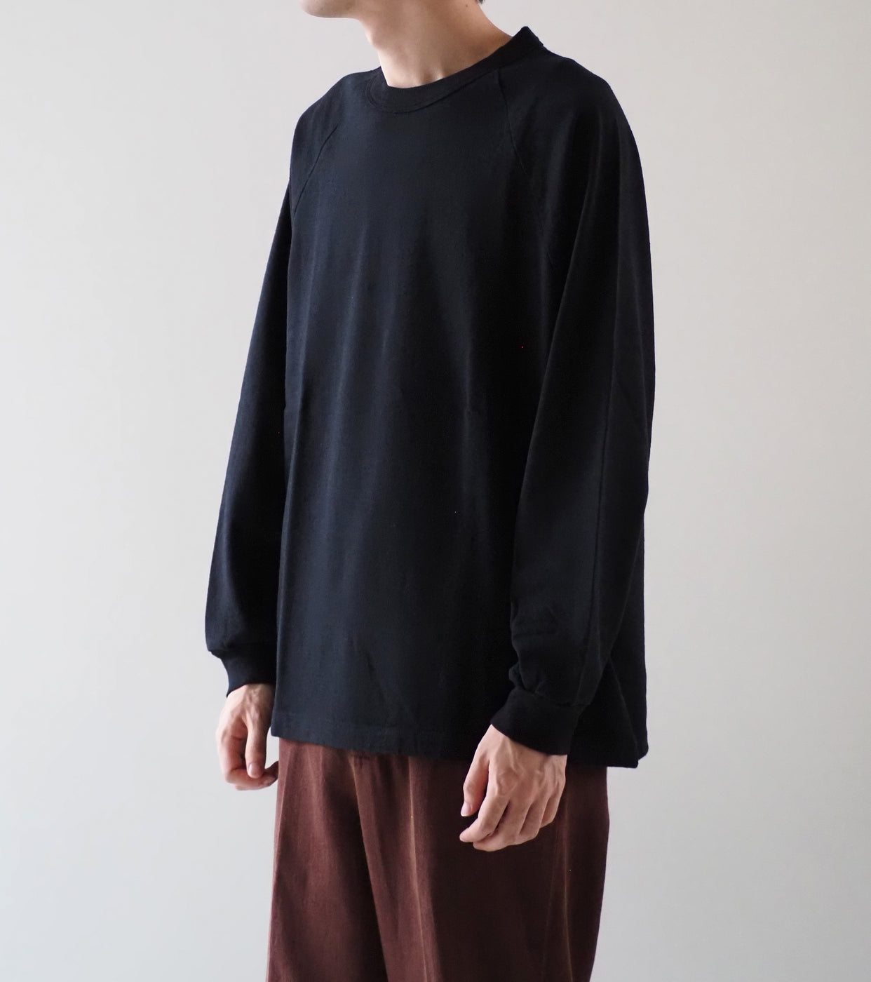 blurhms Cotton Silk Nep  Raglan Tee, Black