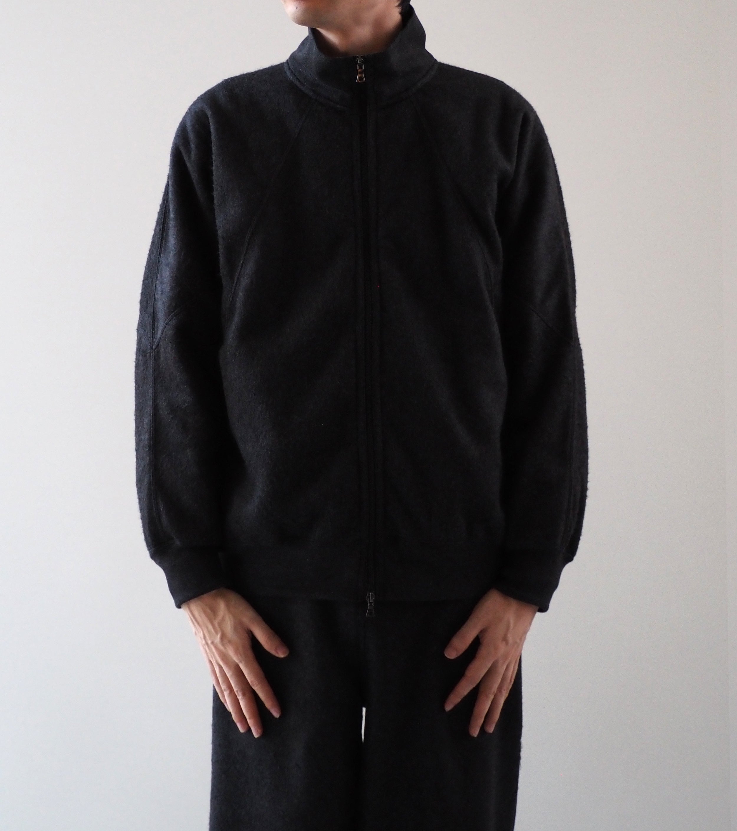 blurhms Pe/Silk Fleece Track Jacket, Heather Black