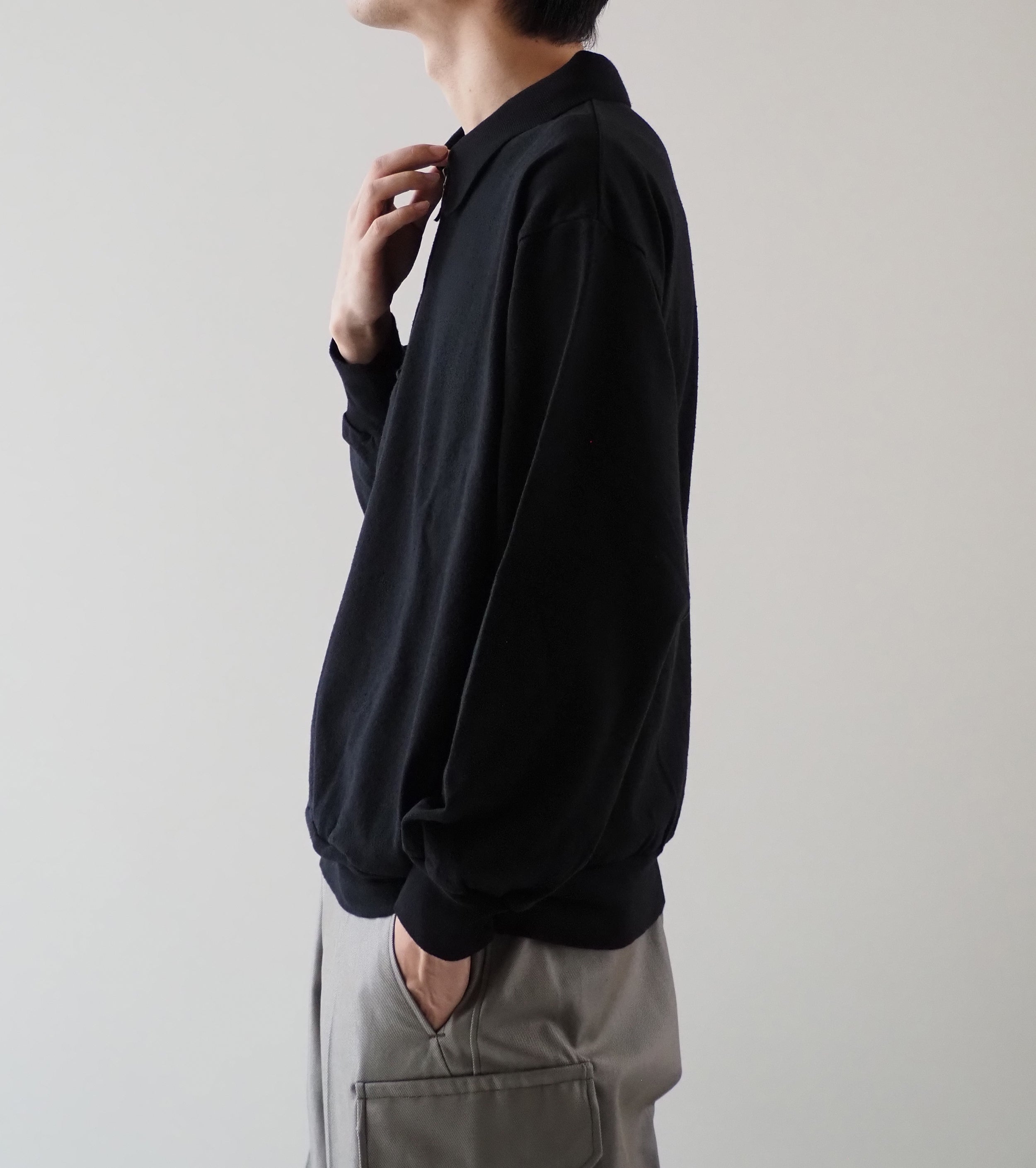 Blurhms Co/Silk Nep Harf-Zip P/O, Black