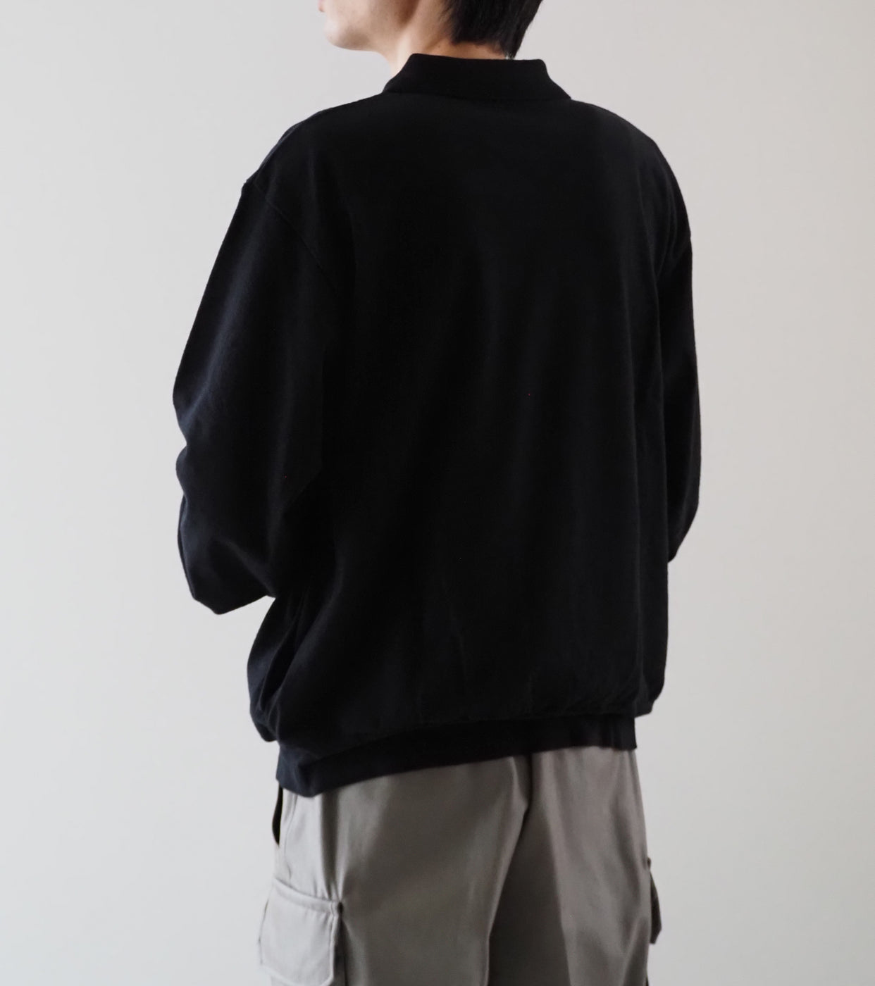 Blurhms Co/Silk Nep Harf-Zip P/O, Black
