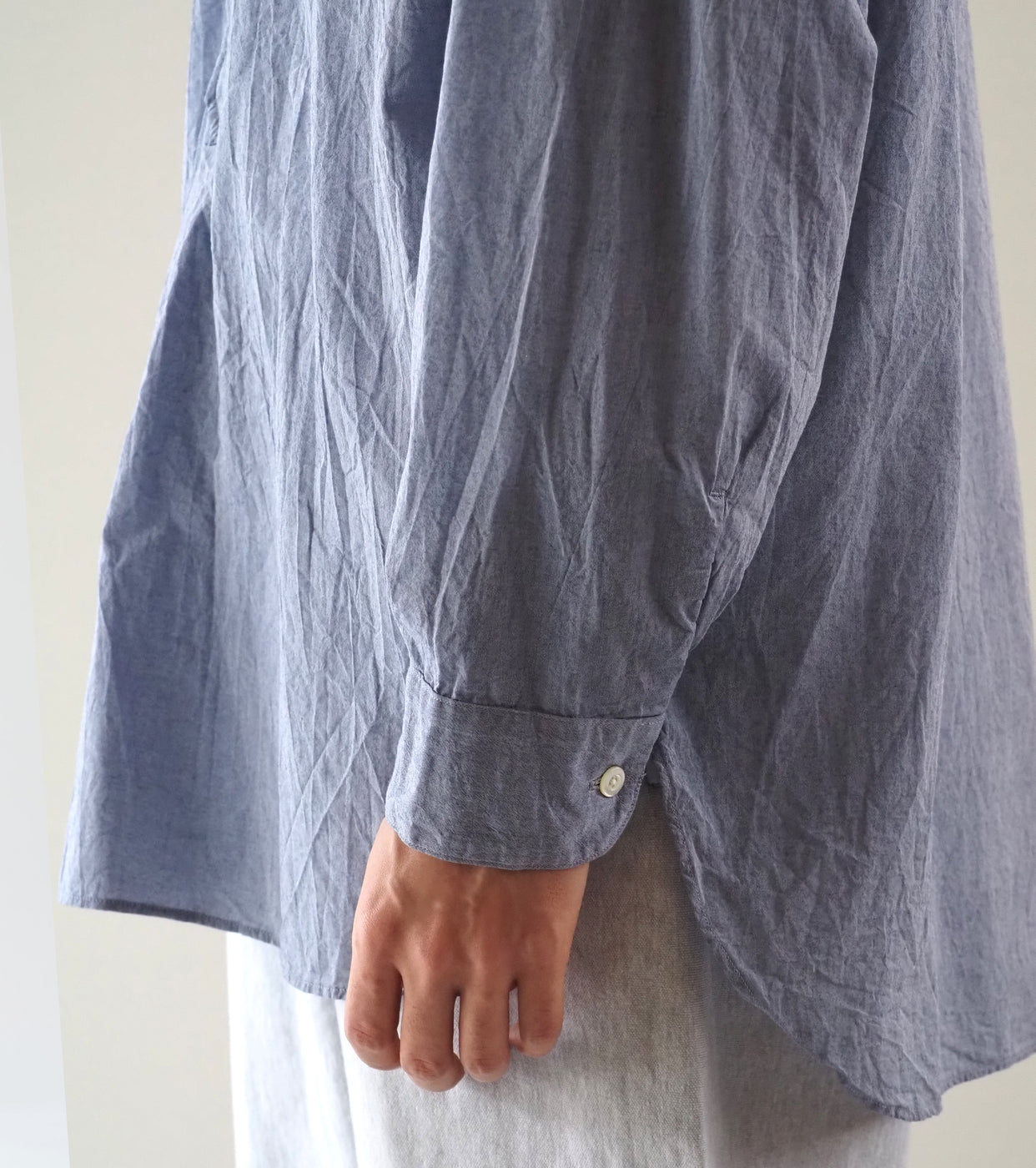 blurhmsROOTSTOCK ハードツイスト シャンブレー グランパシャツ , Saxe Blue