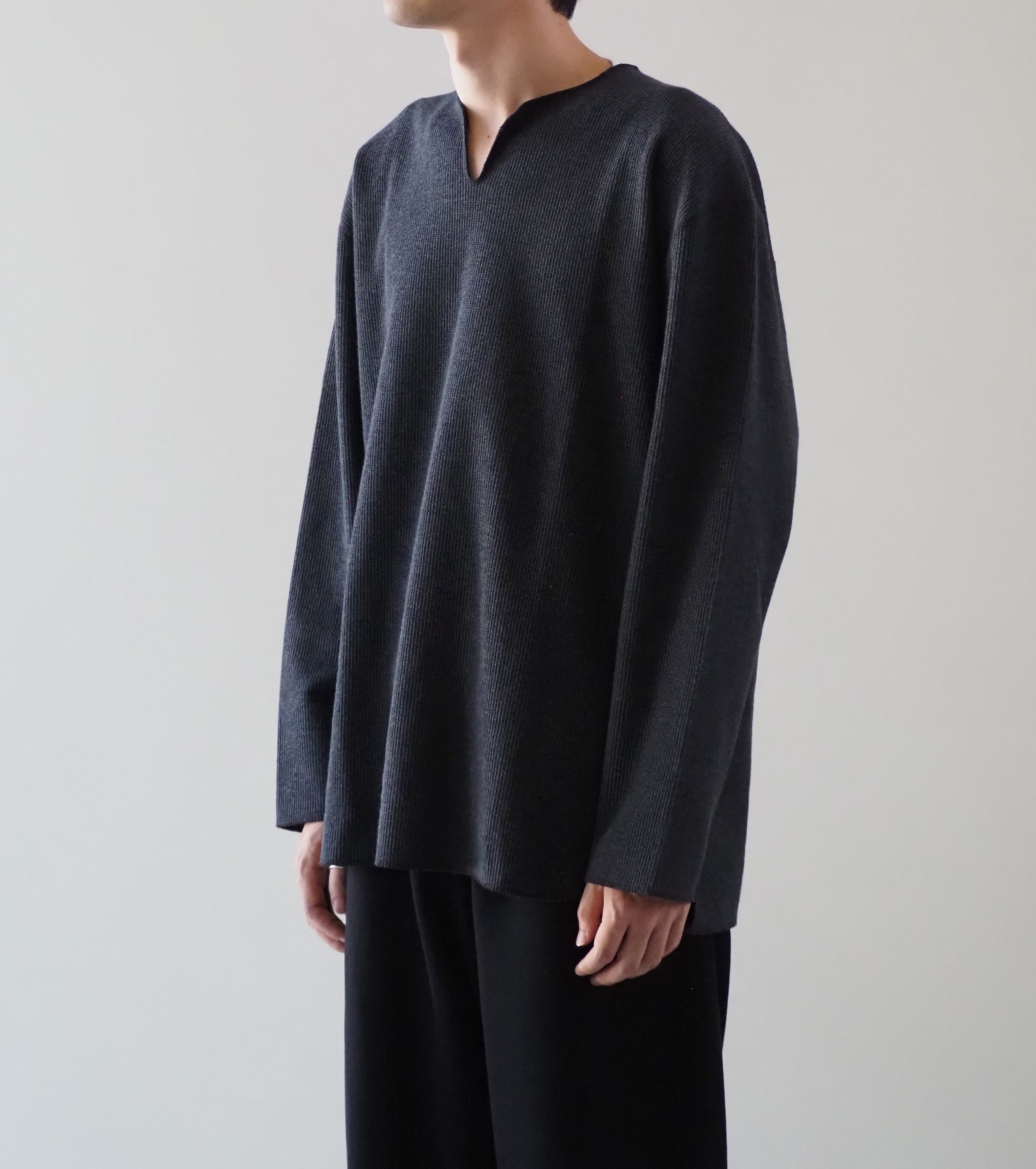 Blurhms Root Stock ラフ＆スムース サーマル オーバーネック  ロングスリーブ, Heather Charcoal