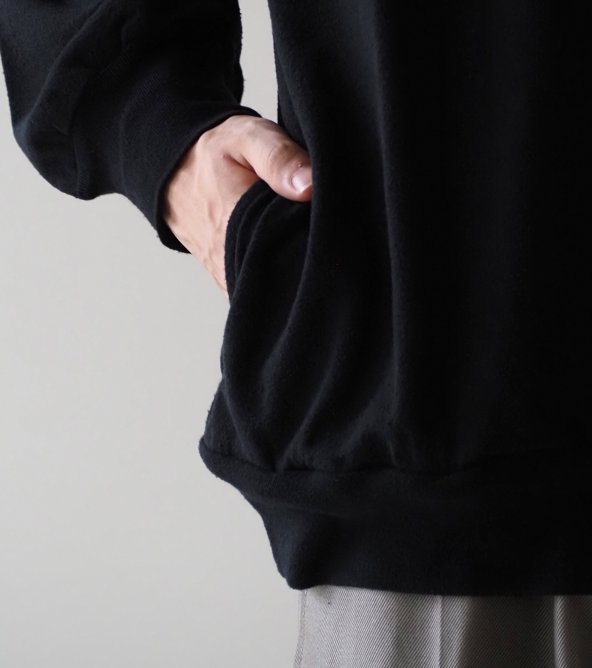 Blurhms Co/Silk Nep Harf-Zip P/O, Black