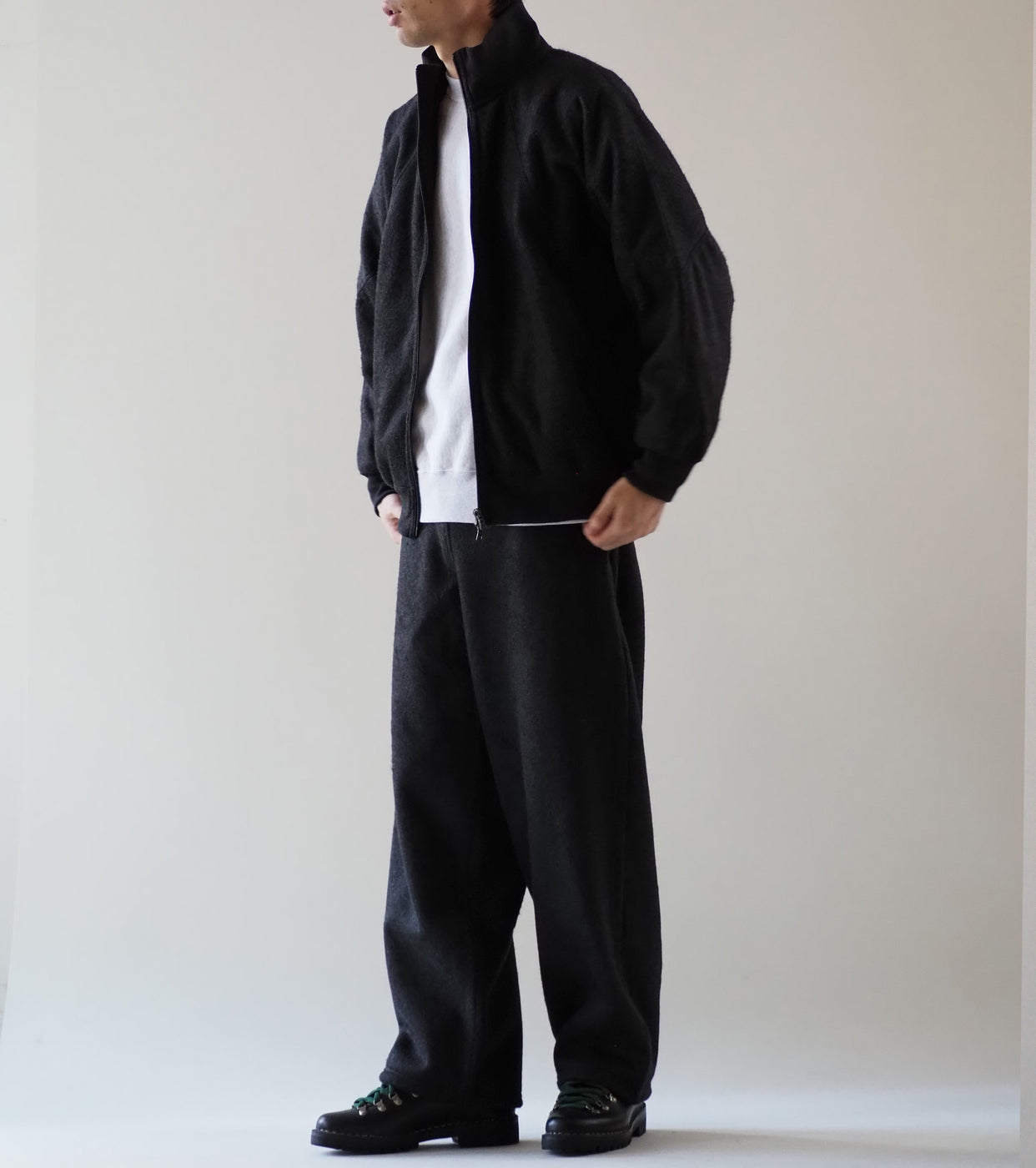 blurhms Pe/Silk Fleece Track Jacket, Heather Black