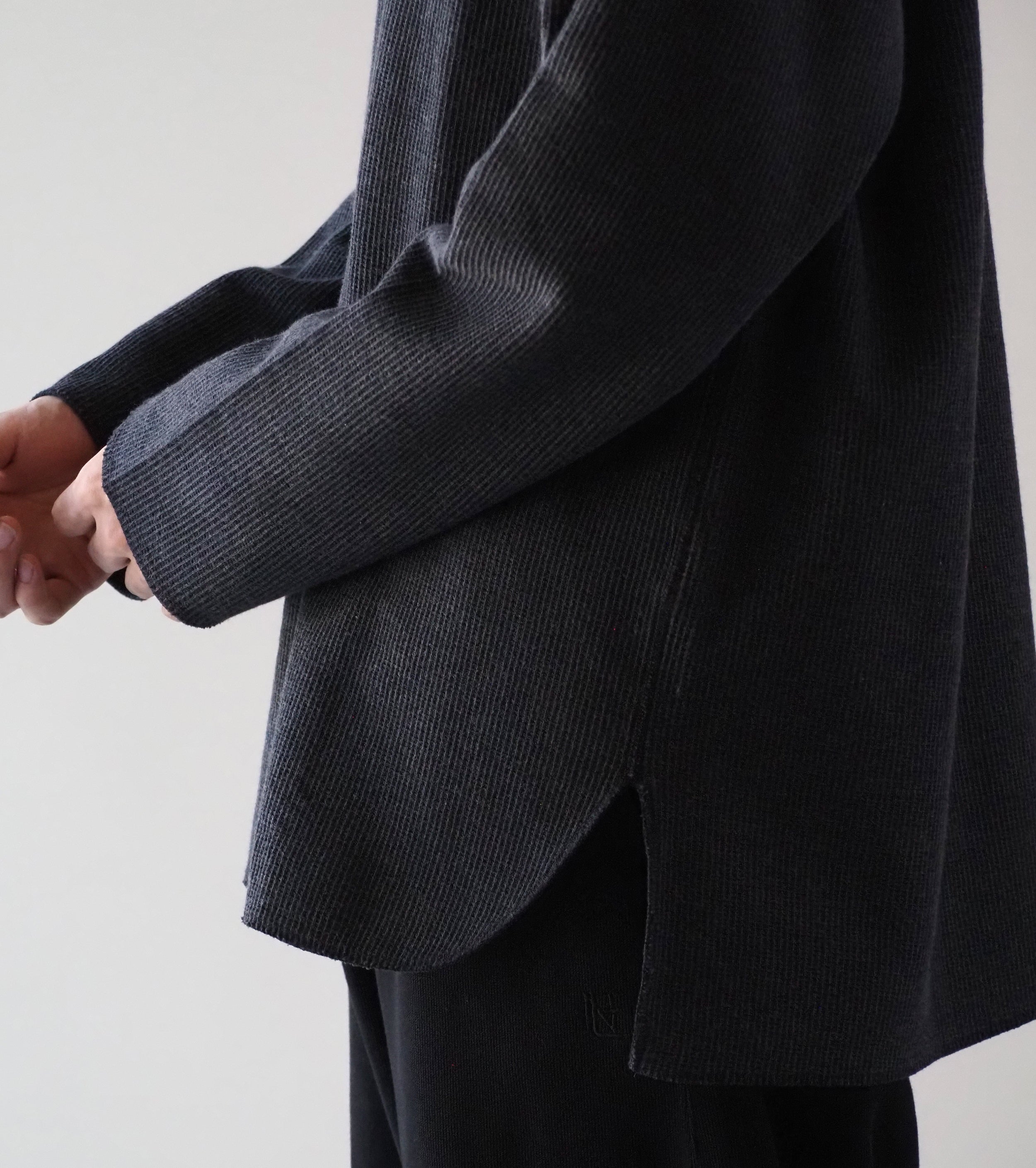 Blurhms Root Stock ラフ＆スムース サーマル オーバーネック  ロングスリーブ, Heather Charcoal