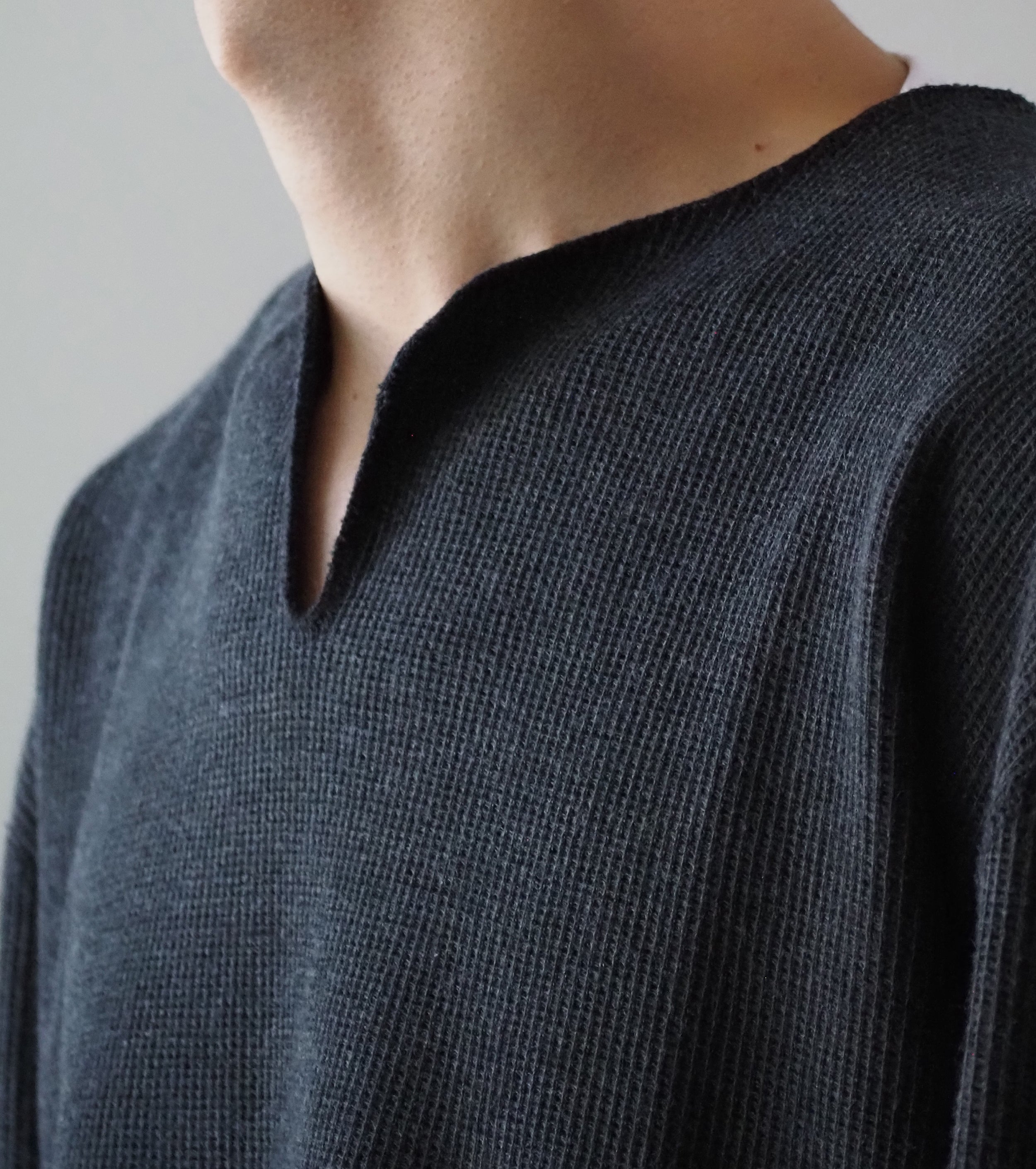 Blurhms Root Stock ラフ＆スムース サーマル オーバーネック  ロングスリーブ, Heather Charcoal