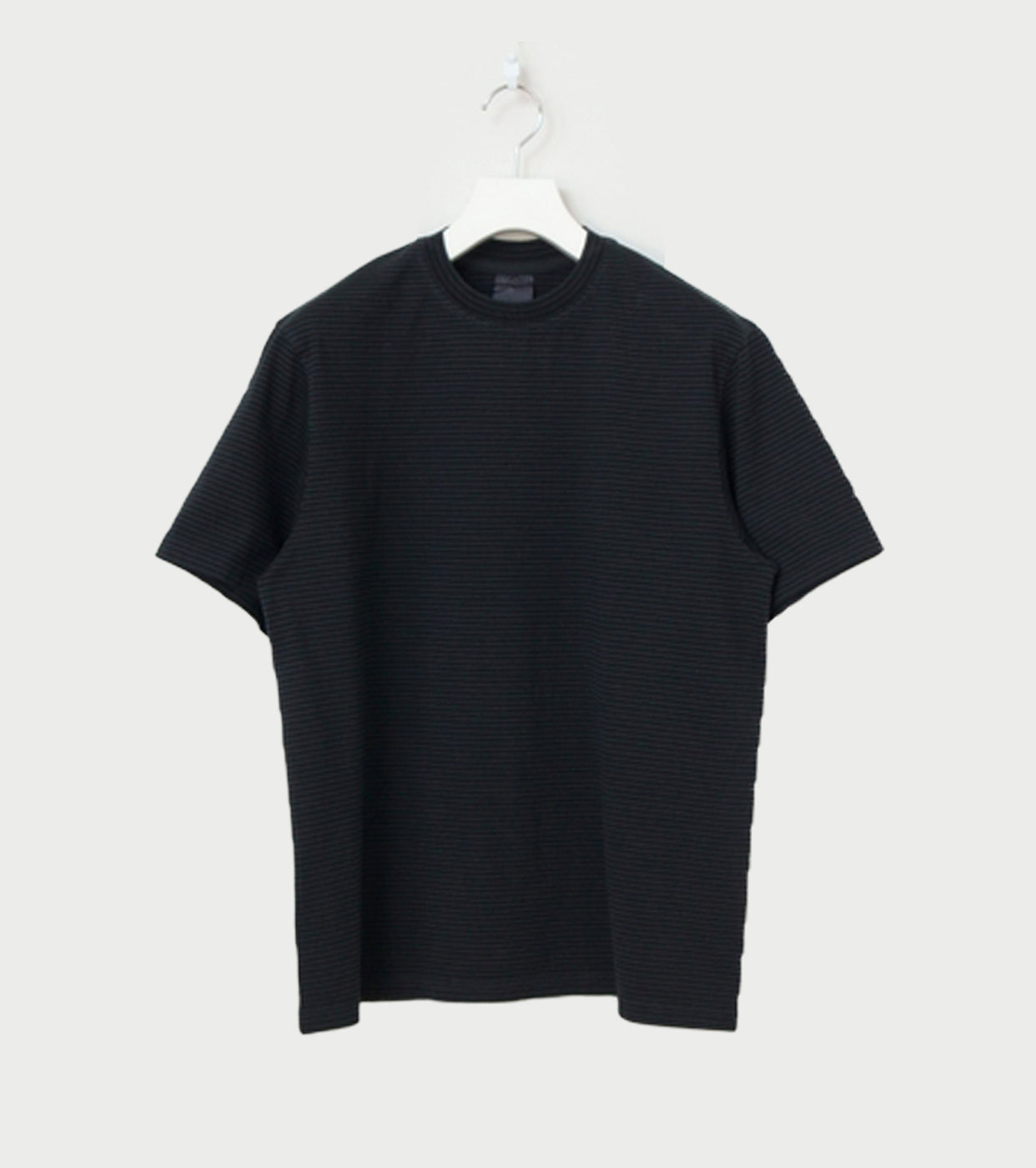 Yonetomi GARMENT DYED  BORDER T-SHIRT , Off Black × Off Black