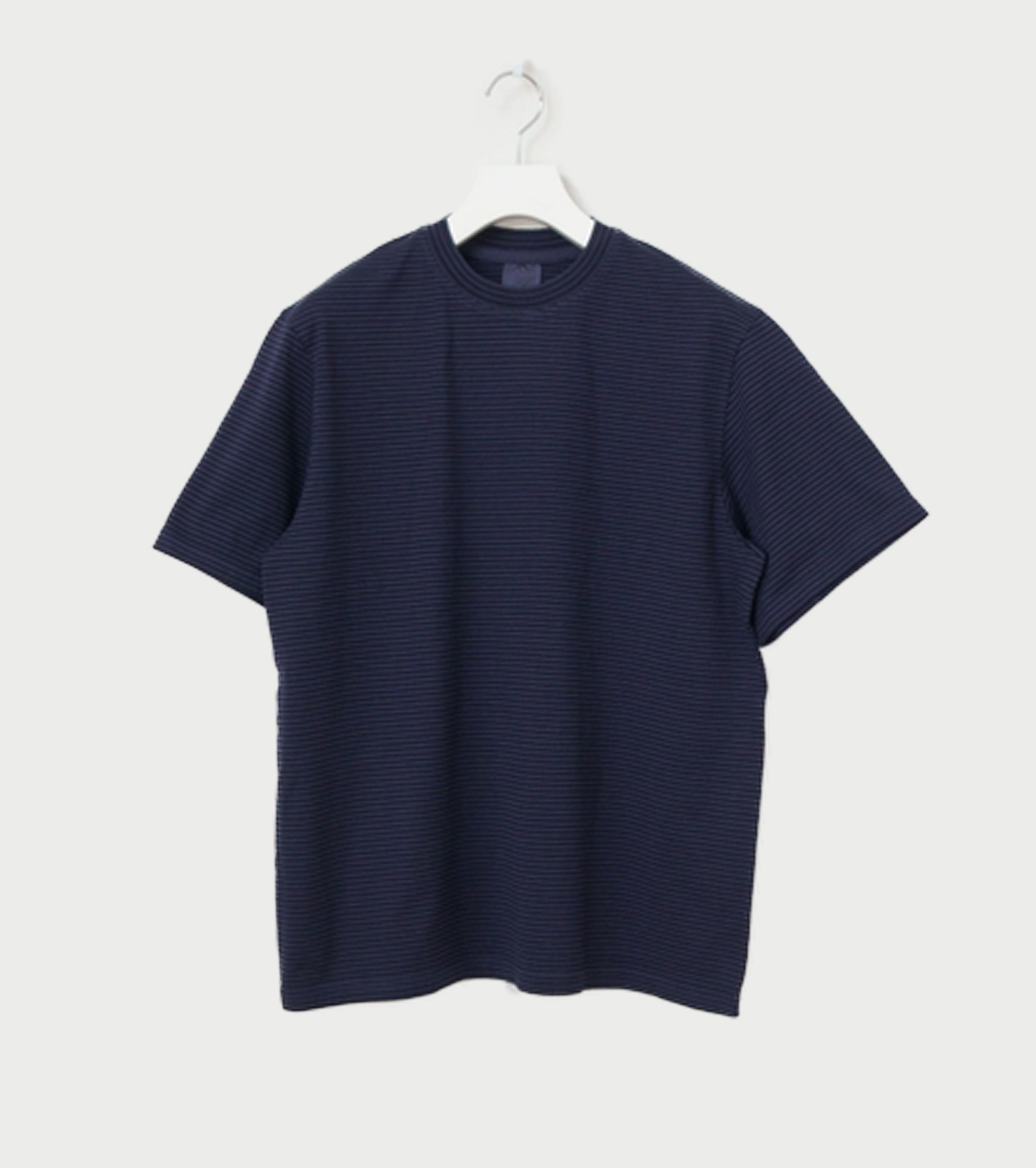 Yonetomi GARMENT DYED  BORDER T-SHIRT , Navy × Navy 