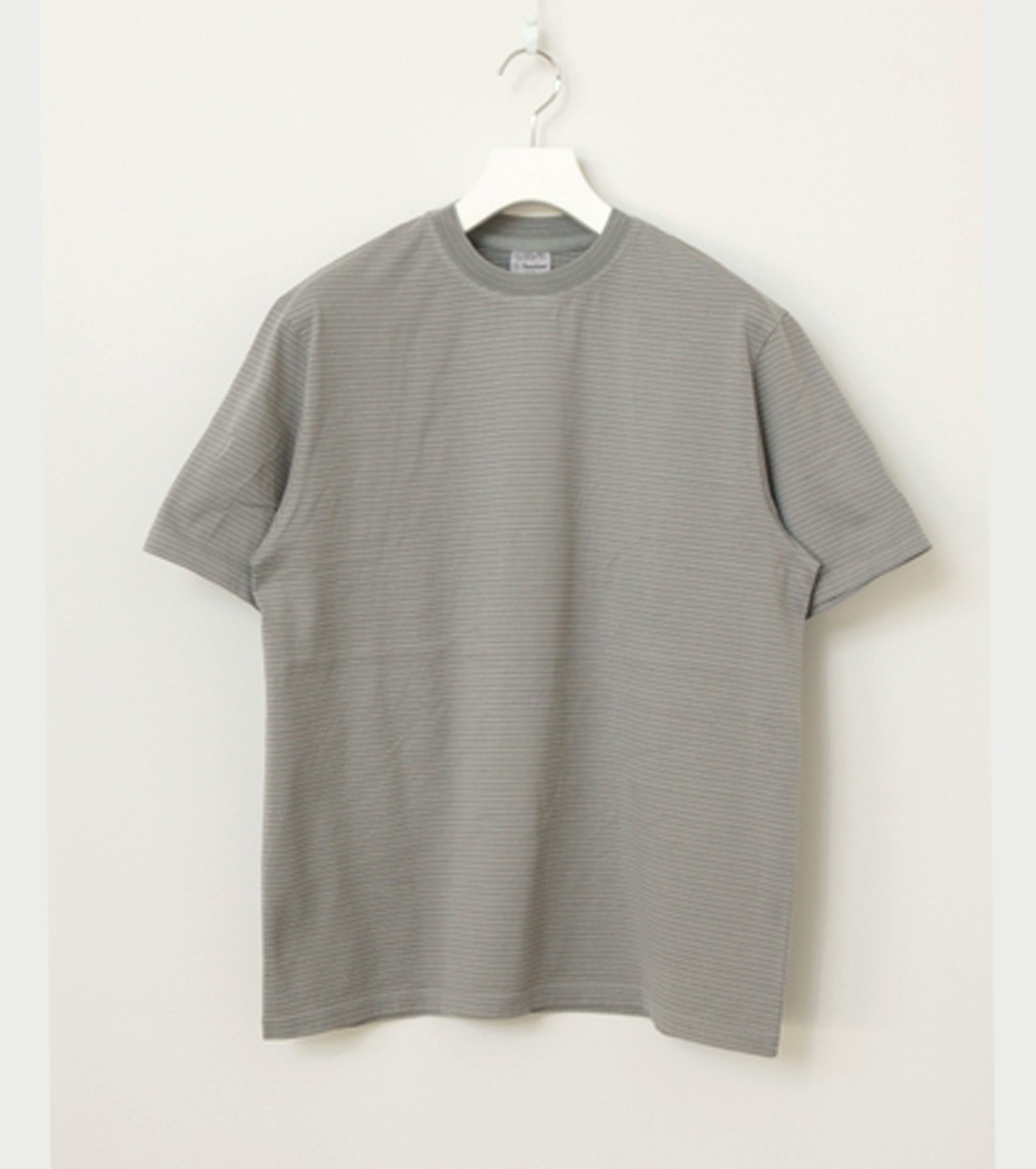 Yonetomi GARMENT DYED  BORDER T-SHIRT ,  L.GRAY × L.GRAY