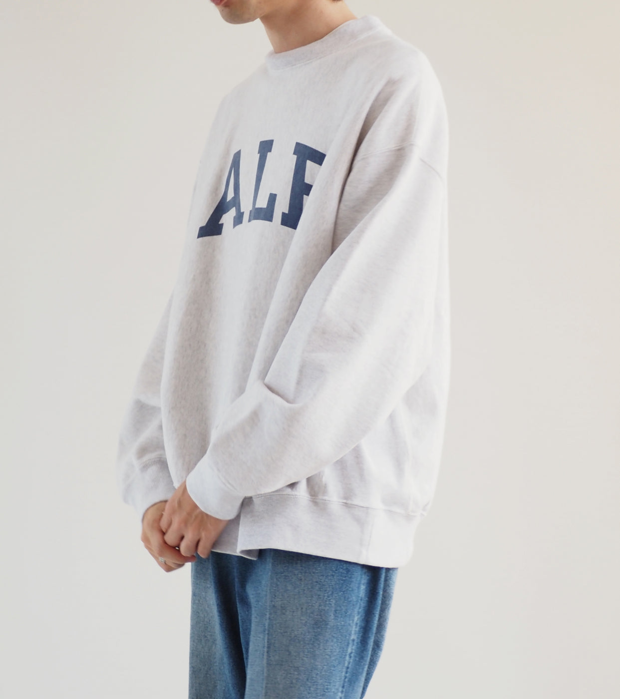 Blurhms Print Sweatshirt Crew Neck Pullover Big,Heater White×ALE-Y