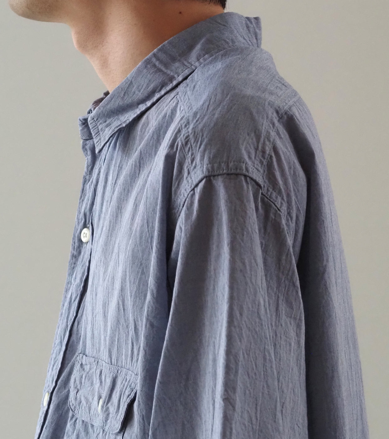 blurhmsROOTSTOCK ハードツイスト シャンブレー ワーク シャツ ショートスリーブ , Saxe Blue