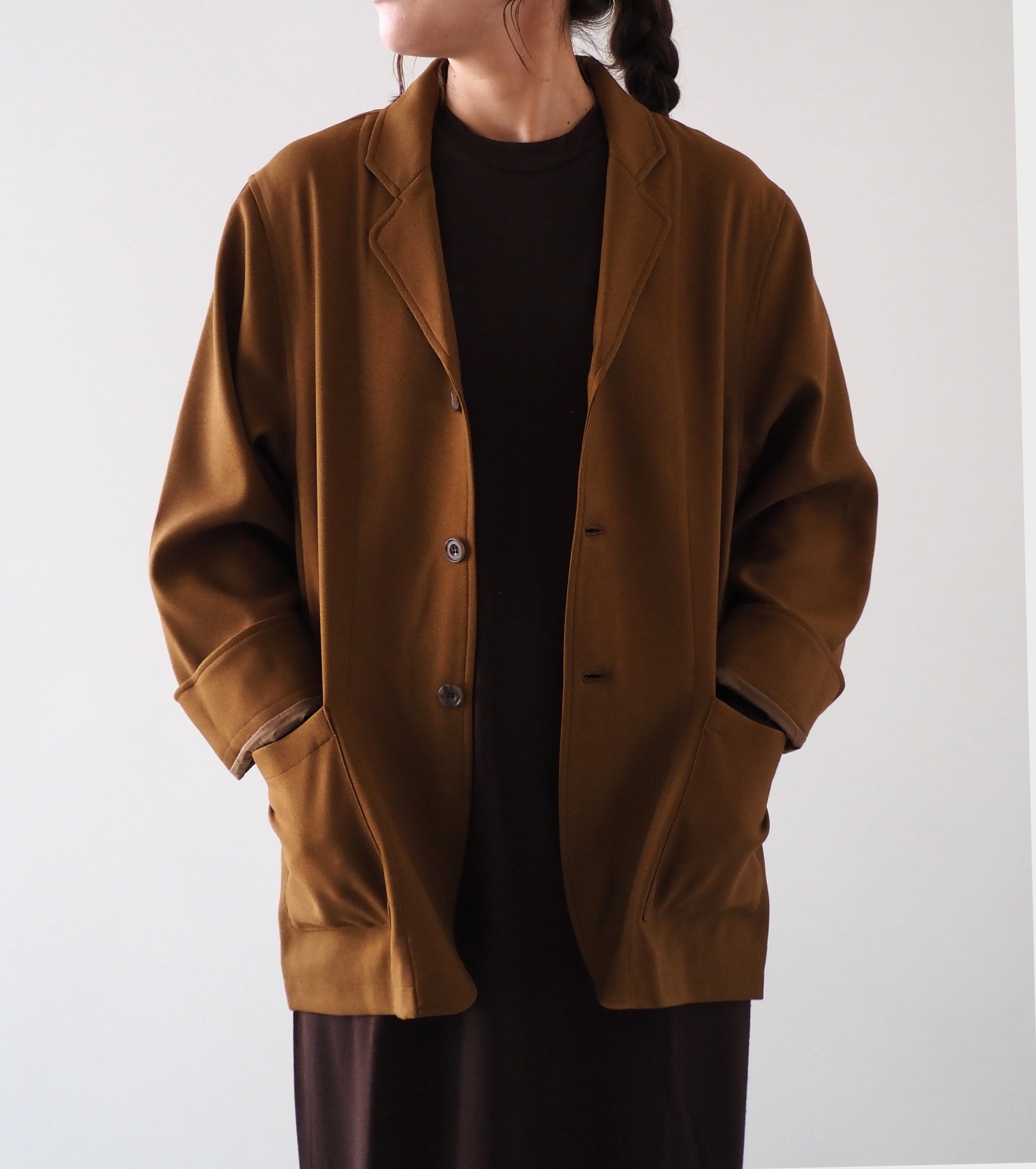 Yarmo  スリー ボタン ワークジャケット ポリサージ ,  Khaki