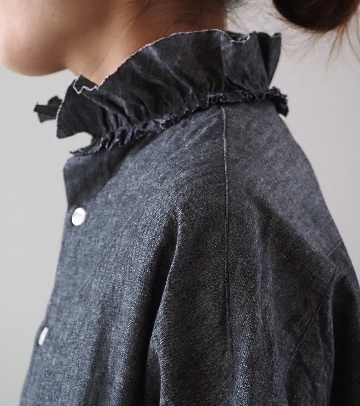 Yarmo ラッフル シャツ ダンガリー , Black