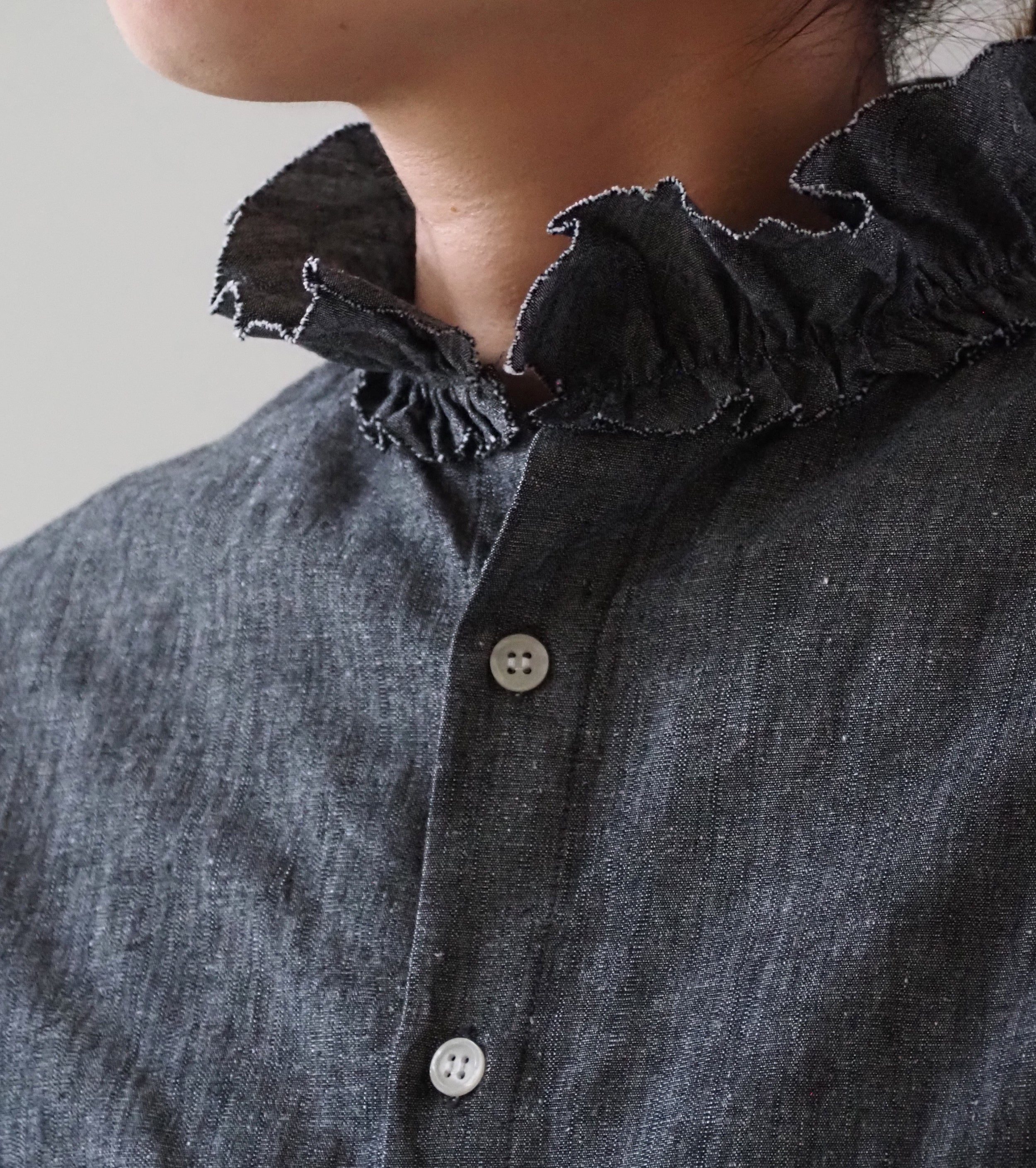 Yarmo ラッフル シャツ ダンガリー , Black