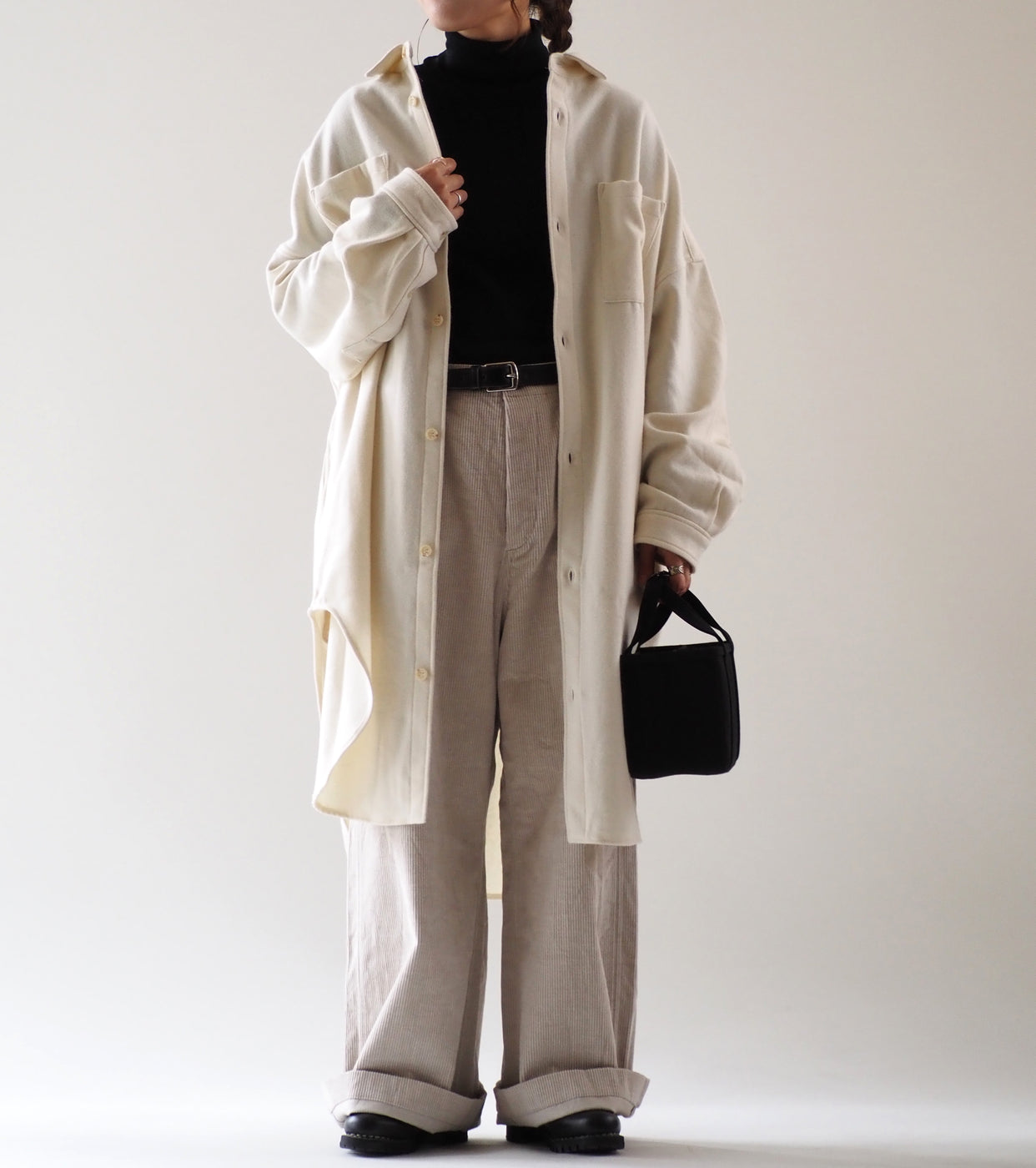 Yarmo メルトン オーバーサイズ シャツ , Off White