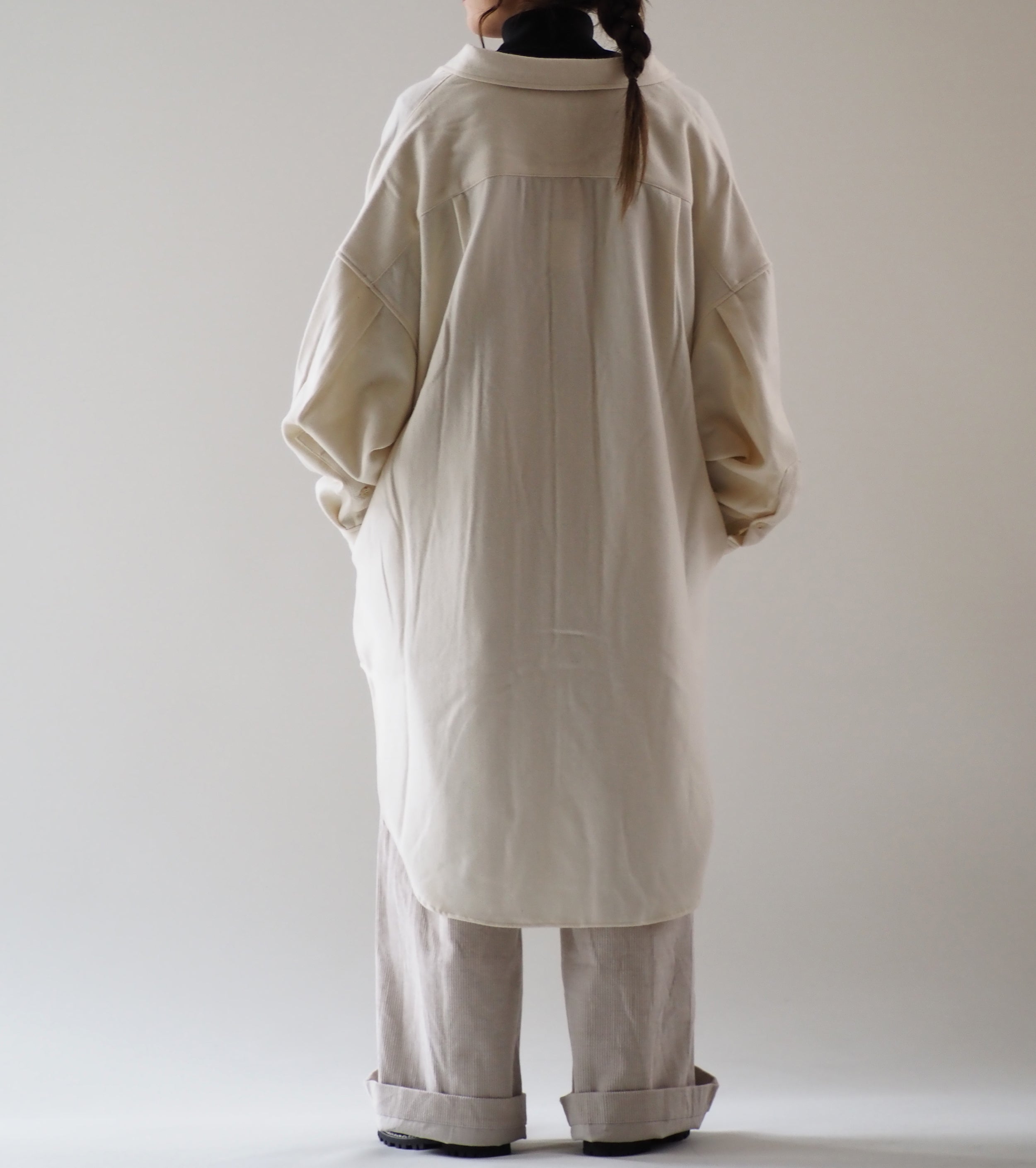Yarmo メルトン オーバーサイズ シャツ , Off White