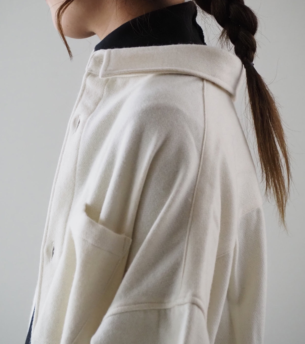 Yarmo メルトン オーバーサイズ シャツ , Off White