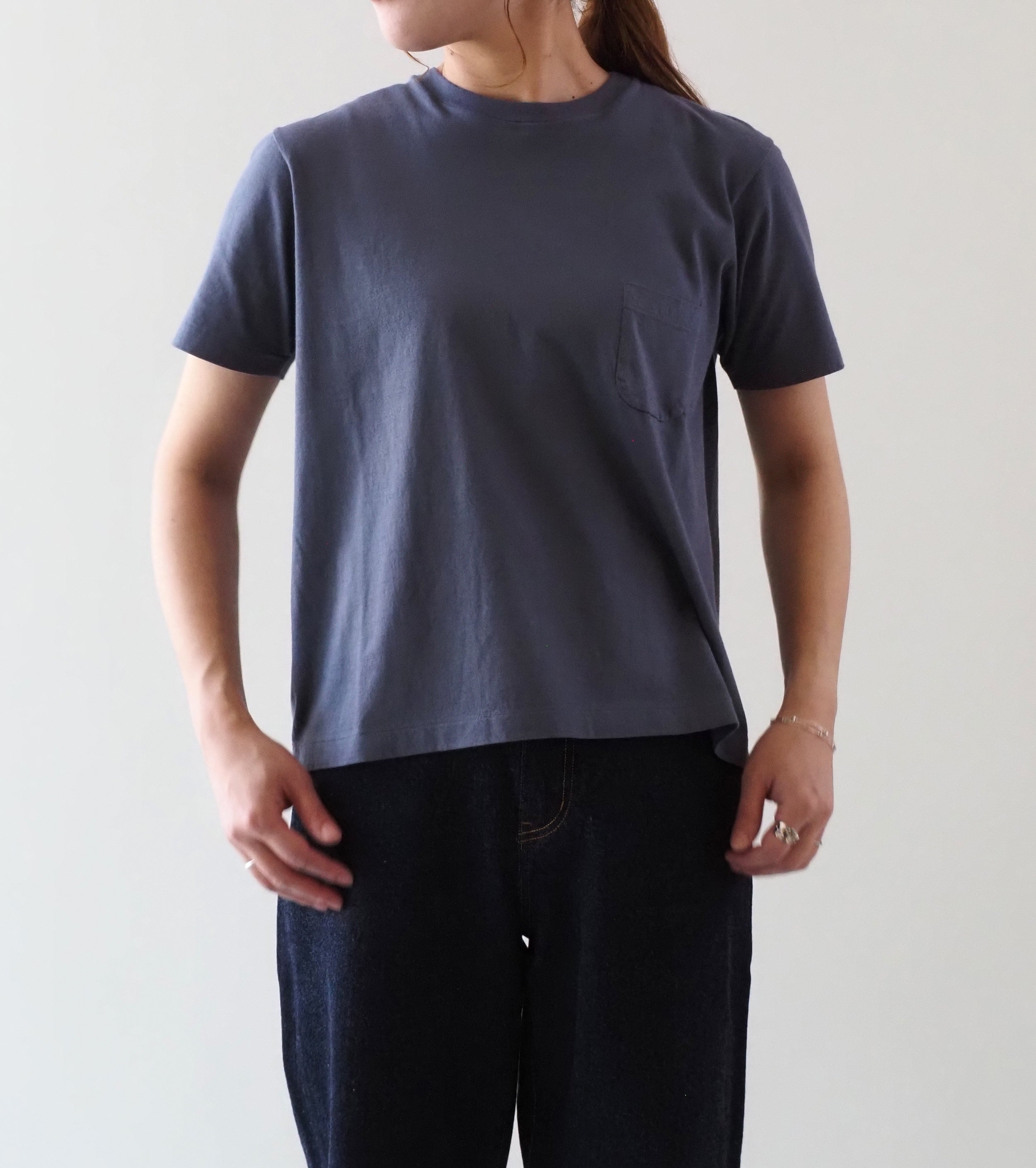 YAECA 度詰め ティーシャツ , Navy