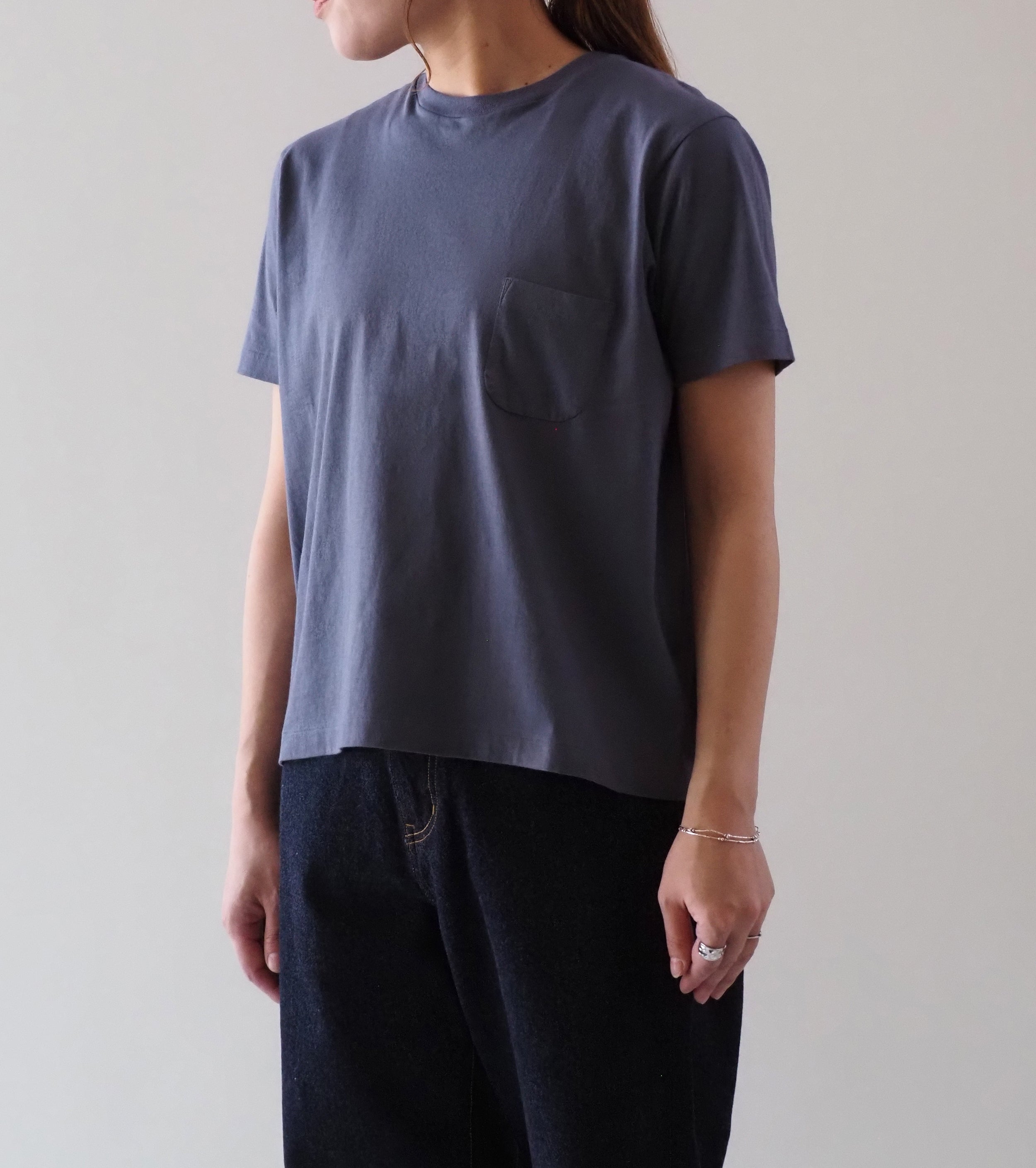 YAECA 度詰め ティーシャツ , Navy