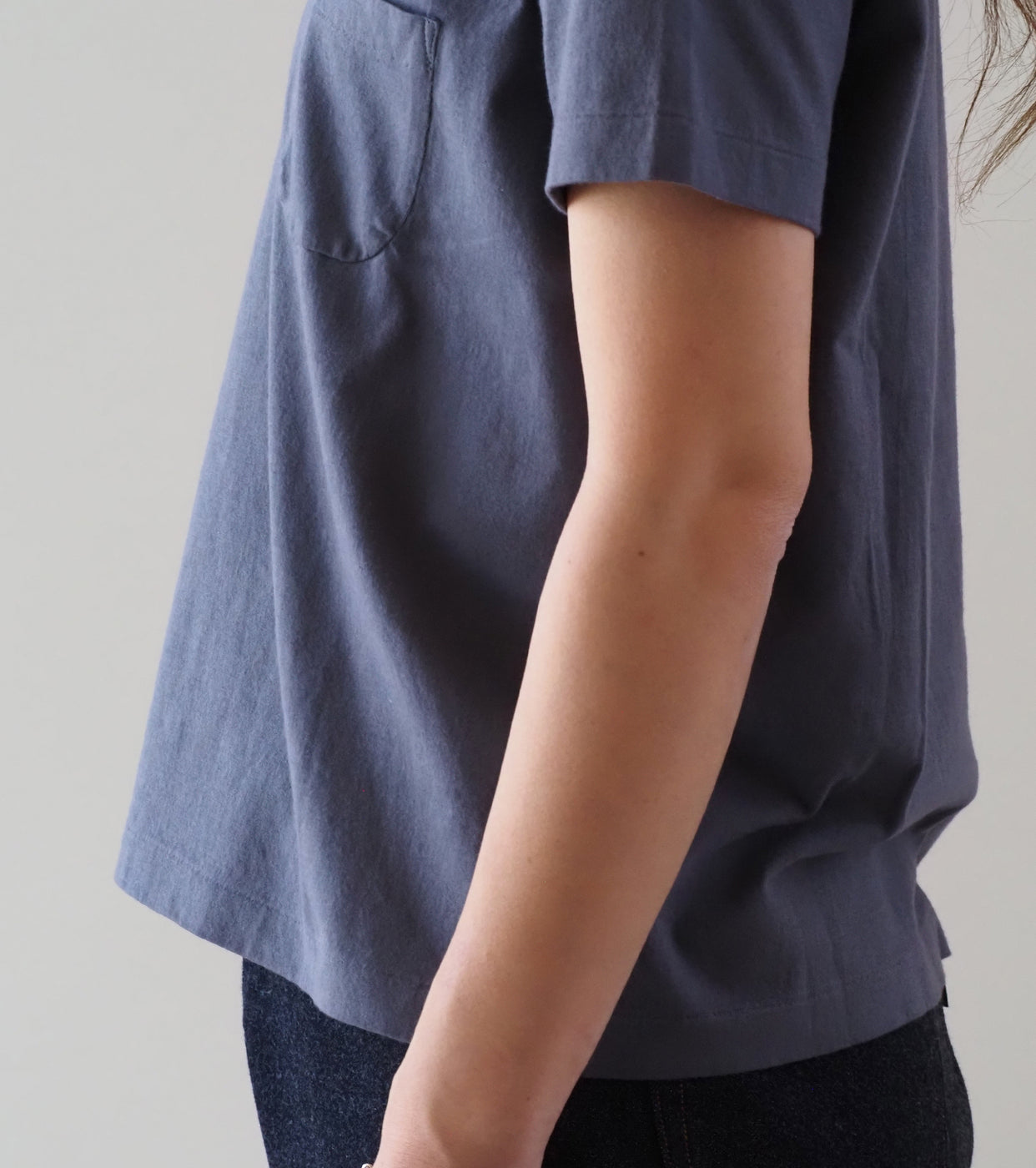 YAECA 度詰め ティーシャツ , Navy