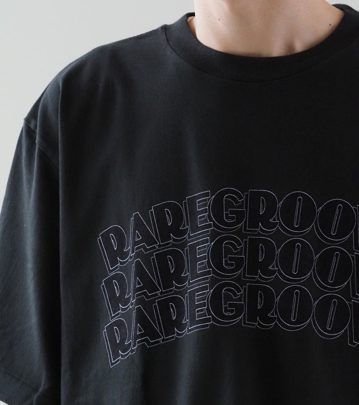 blurhms ROOT STOCK  【RAREGROOVE】プリント ティー ワイド  , Ink Black × Black-PT