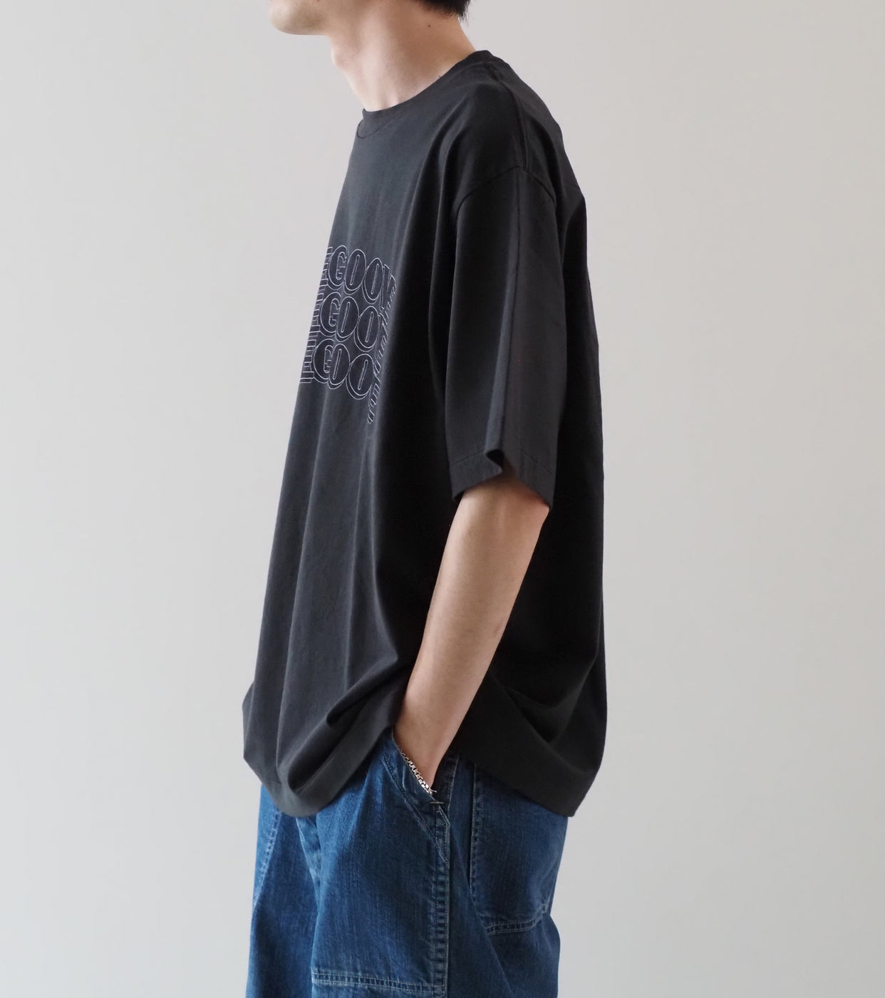 blurhms ROOT STOCK  【RAREGROOVE】プリント ティー ワイド  , Ink Black × Black-PT