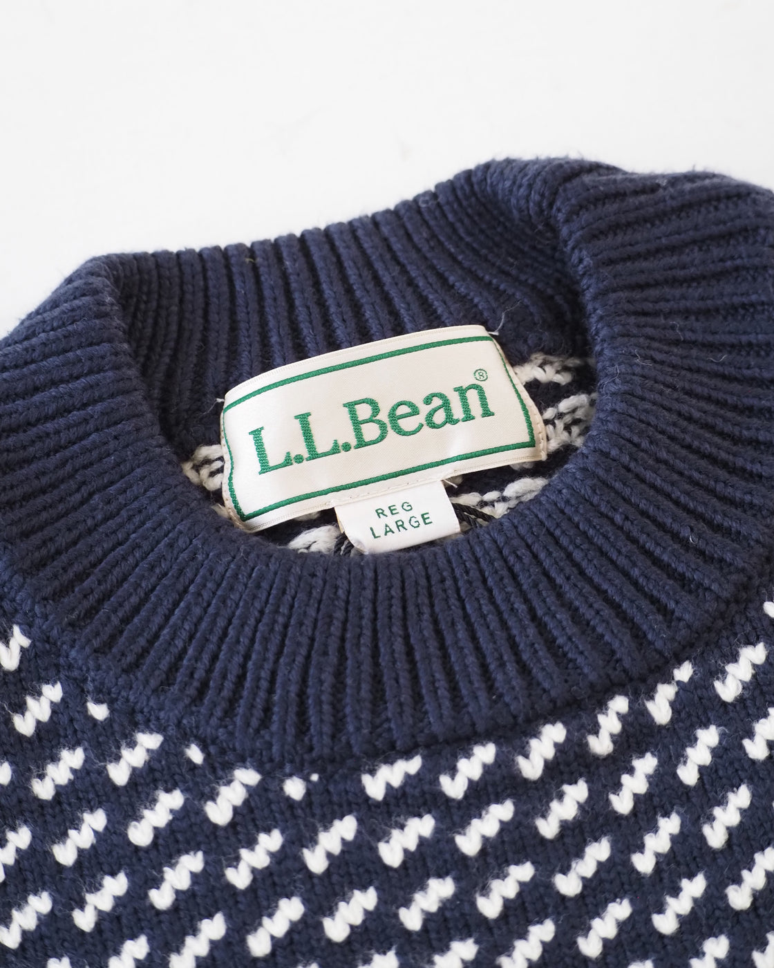 L.L.Bean JAPAN EDITION ウェイン ウォッシャブル セーター バーズアイ, Navy Natural