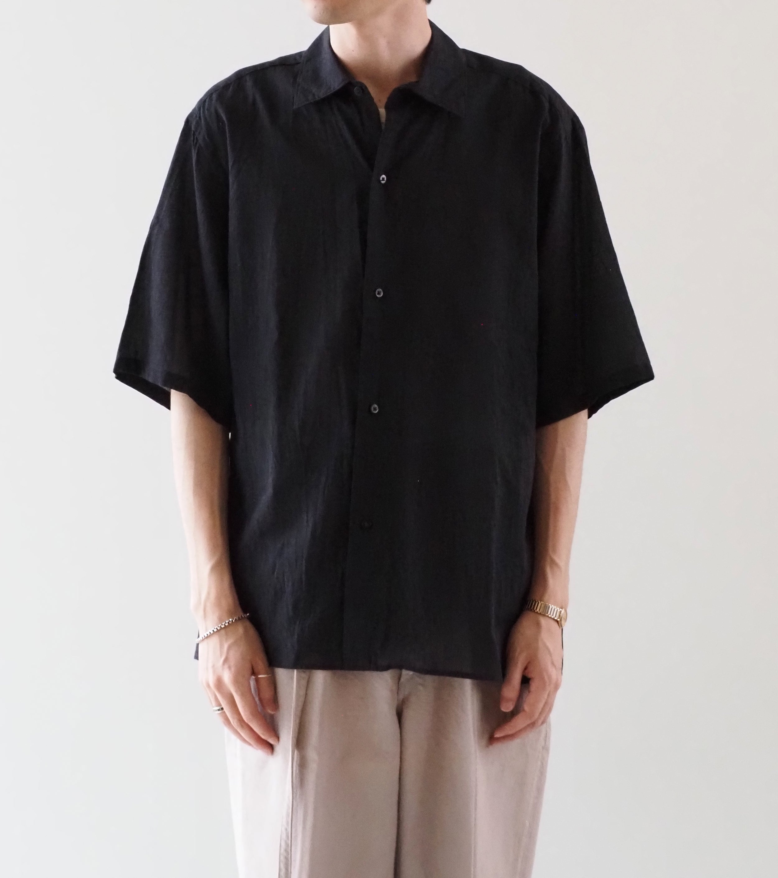 blurhms Silk-Co Voile Half-Sleeve Shirt , Heather Charcoal