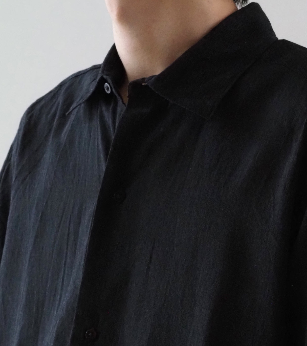 blurhms Silk-Co Voile Half-Sleeve Shirt , Heather Charcoal