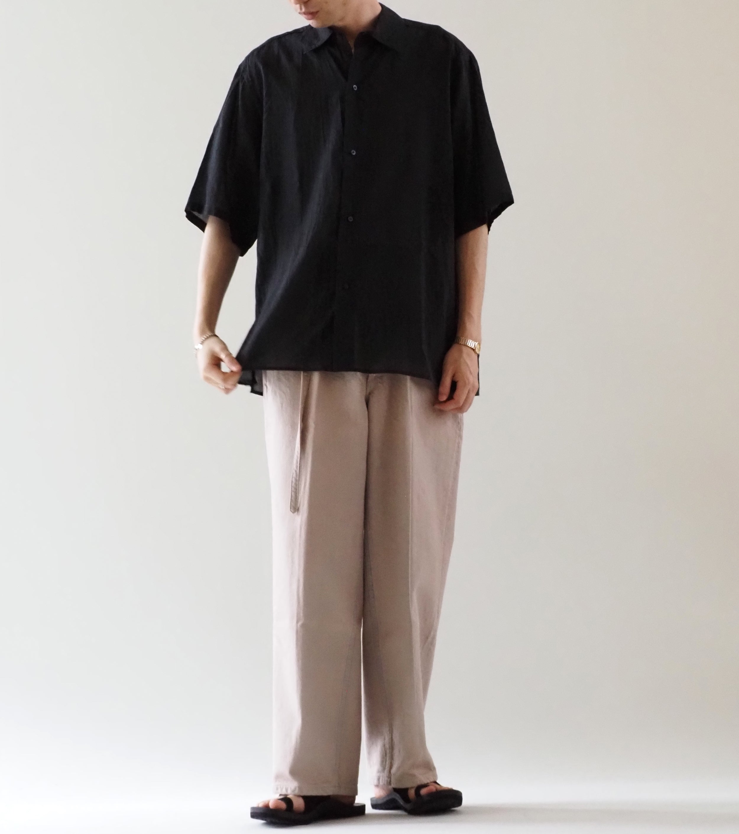 blurhms Silk-Co Voile Half-Sleeve Shirt , Heather Charcoal