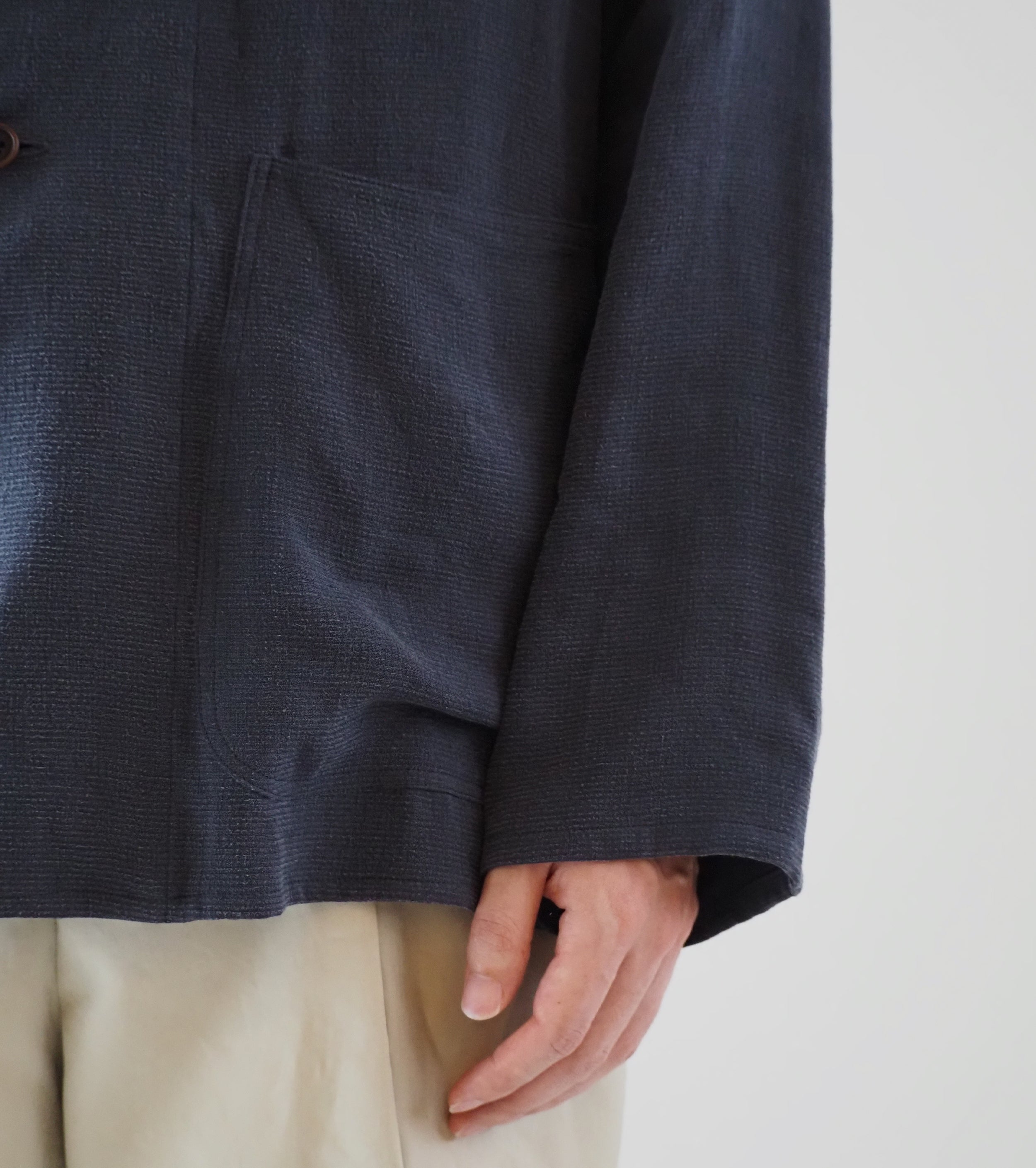 MAATEE＆SONS Shirt  Jacket Linen Silk Double weave, Chacoal