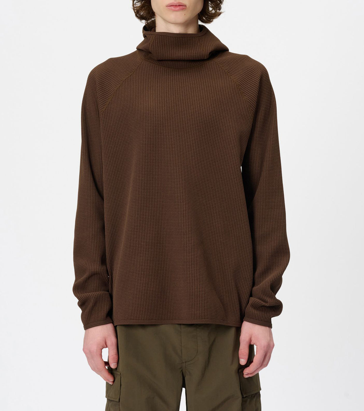 Goldwin ワッフル ライト ロング スリーブ フーディー , Chicory Brown