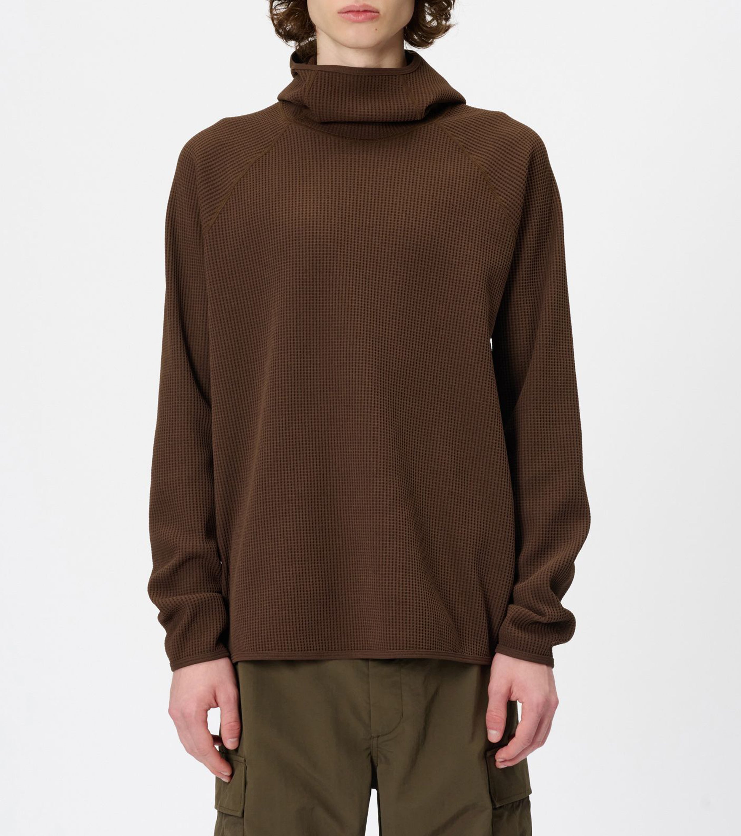 Goldwin ワッフル ライト ロング スリーブ フーディー , Chicory Brown