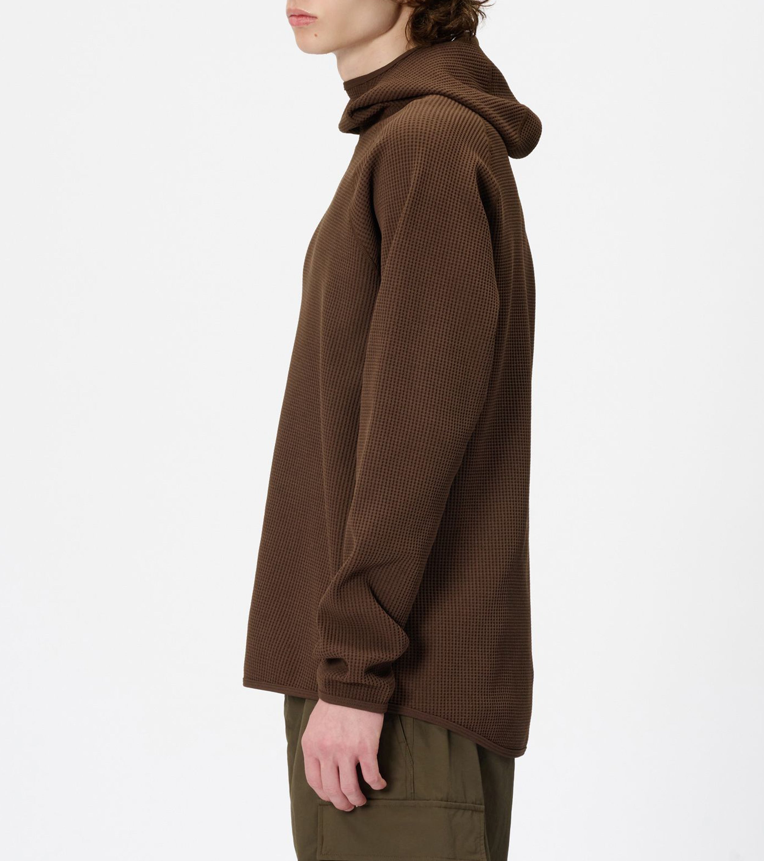 Goldwin ワッフル ライト ロング スリーブ フーディー , Chicory Brown