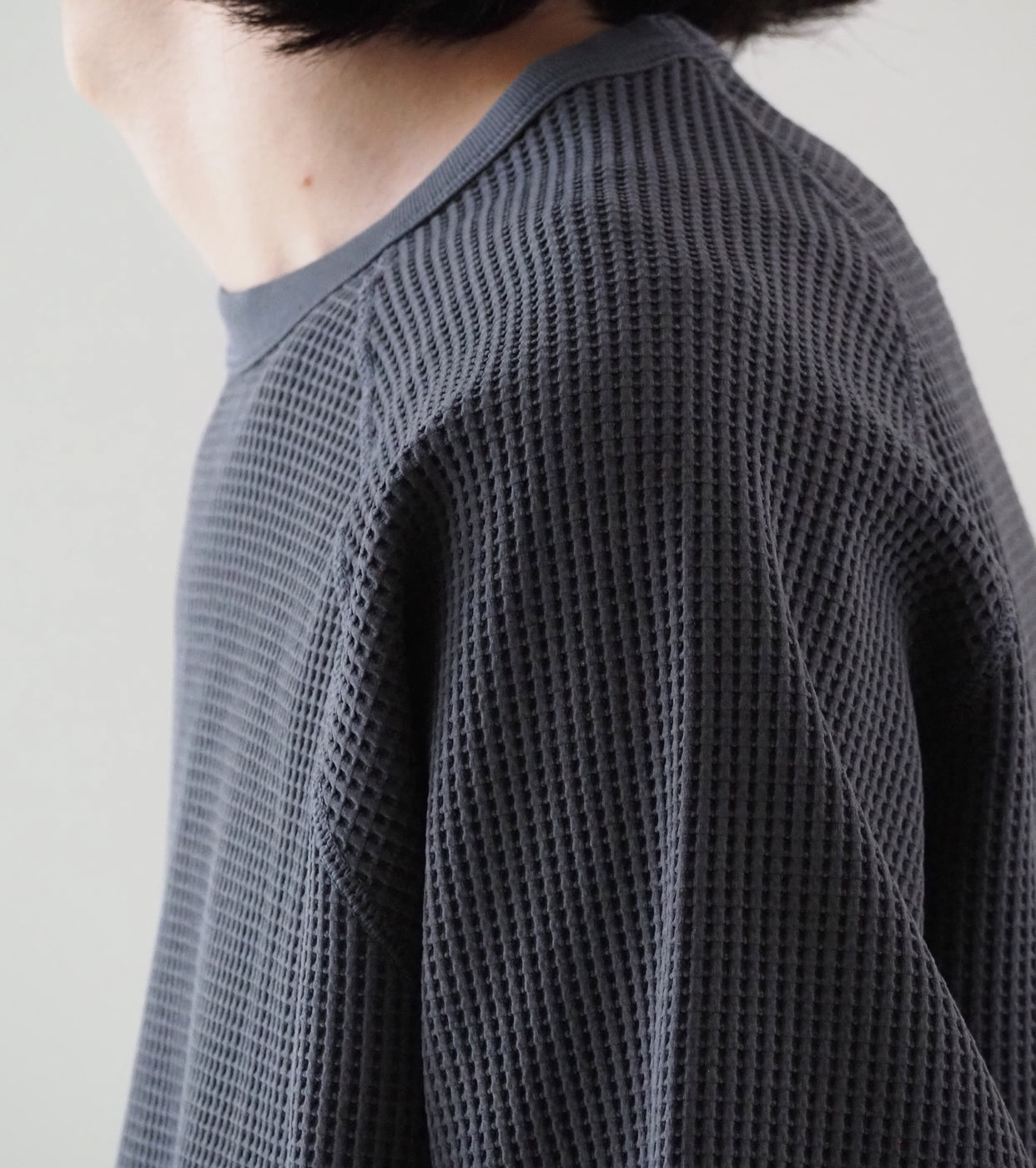 Goldwin Waffle Light Long Sleeve Tee Shirt, Cloud Gray