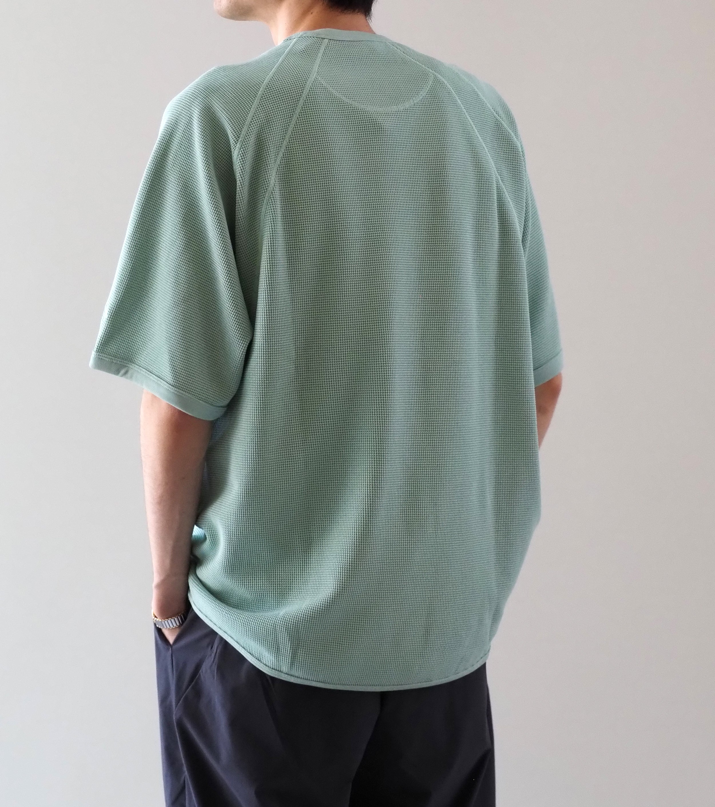 Goldwin メッシュ ワッフル アクチノイド ティーシャツ , Opal Green