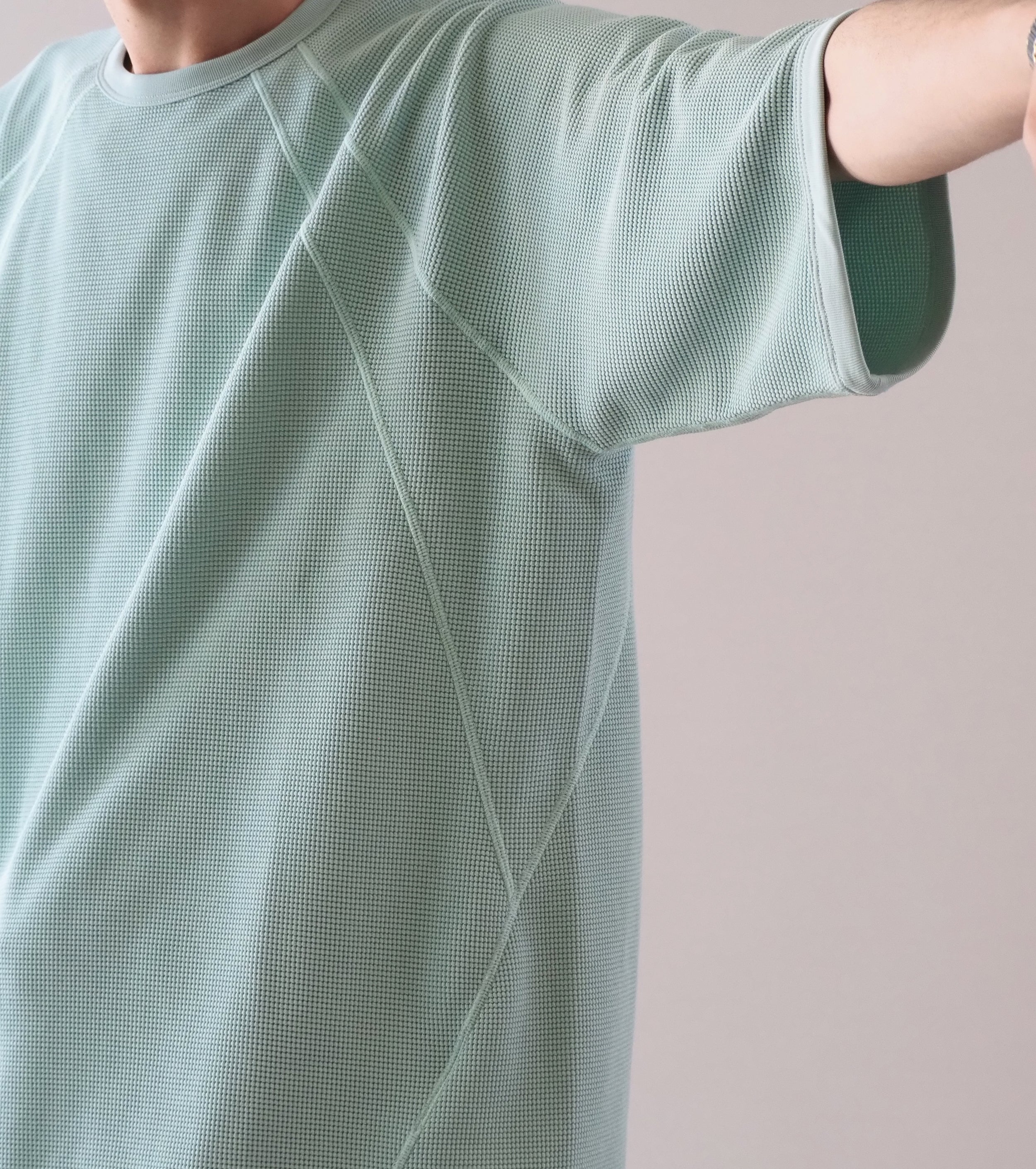 Goldwin メッシュ ワッフル アクチノイド ティーシャツ , Opal Green