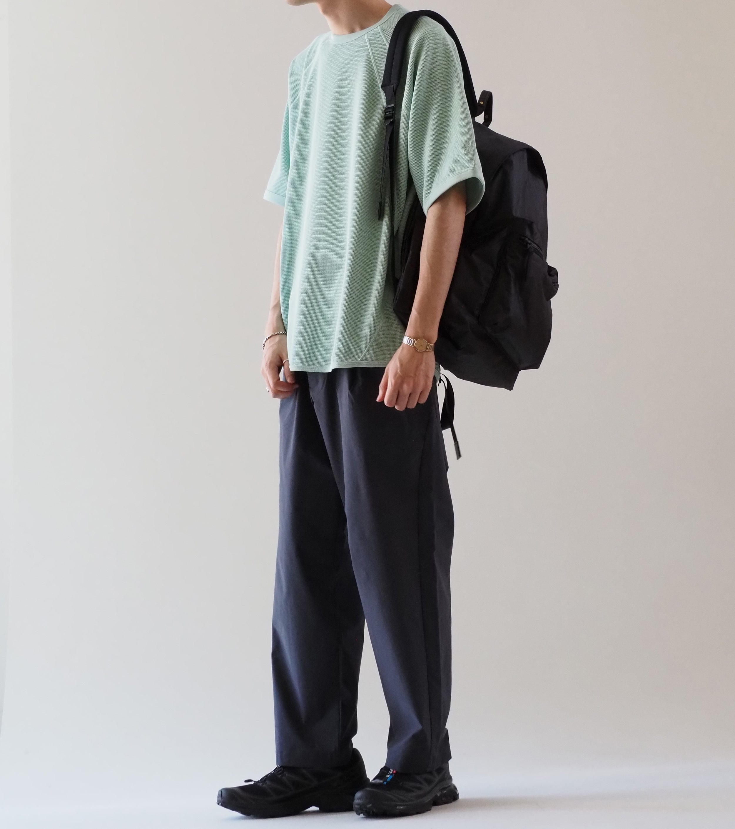 Goldwin メッシュ ワッフル アクチノイド ティーシャツ , Opal Green