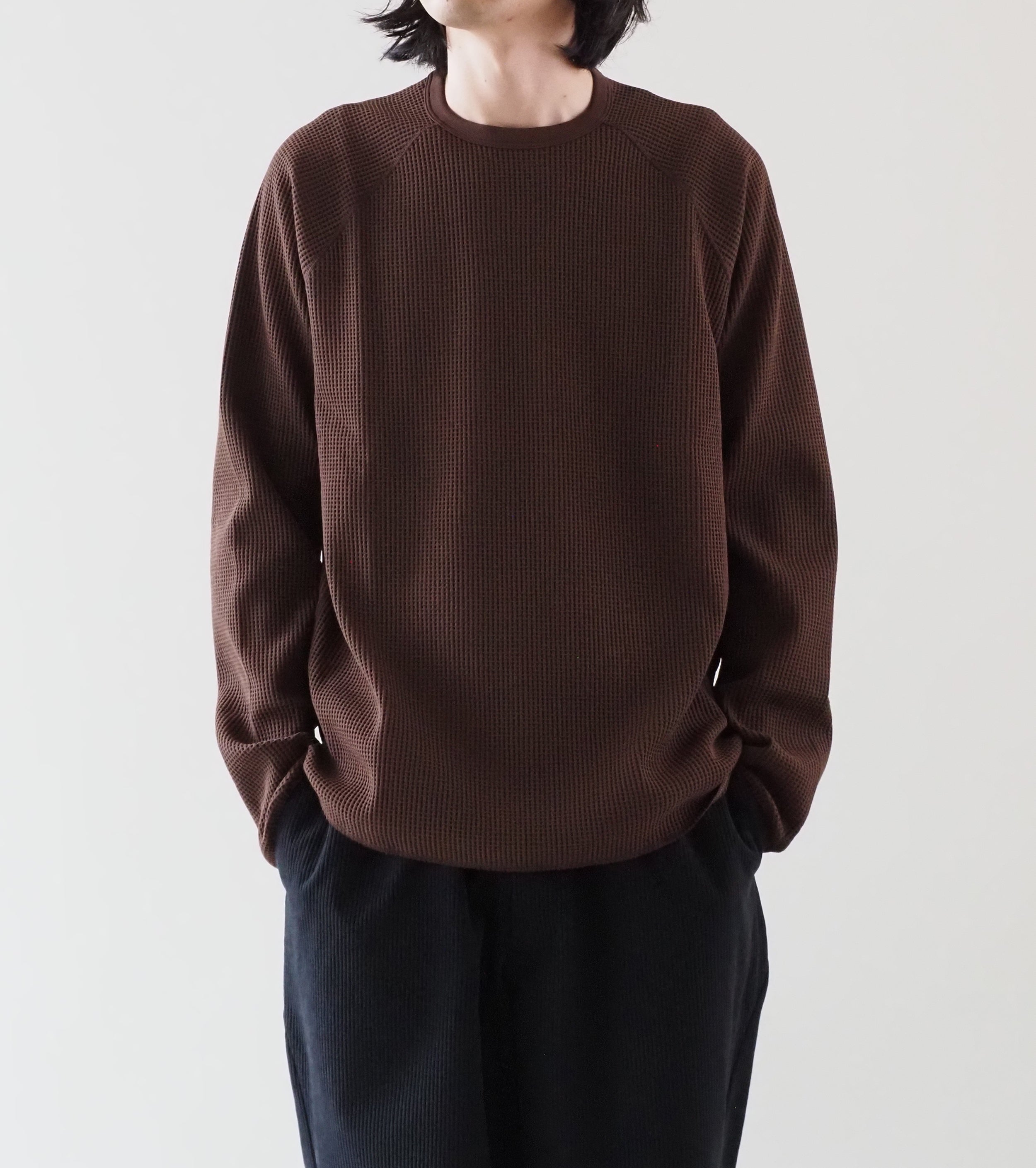 Goldwin Waffle Light Long Sleeve Tee Shirt, Chicory Brown