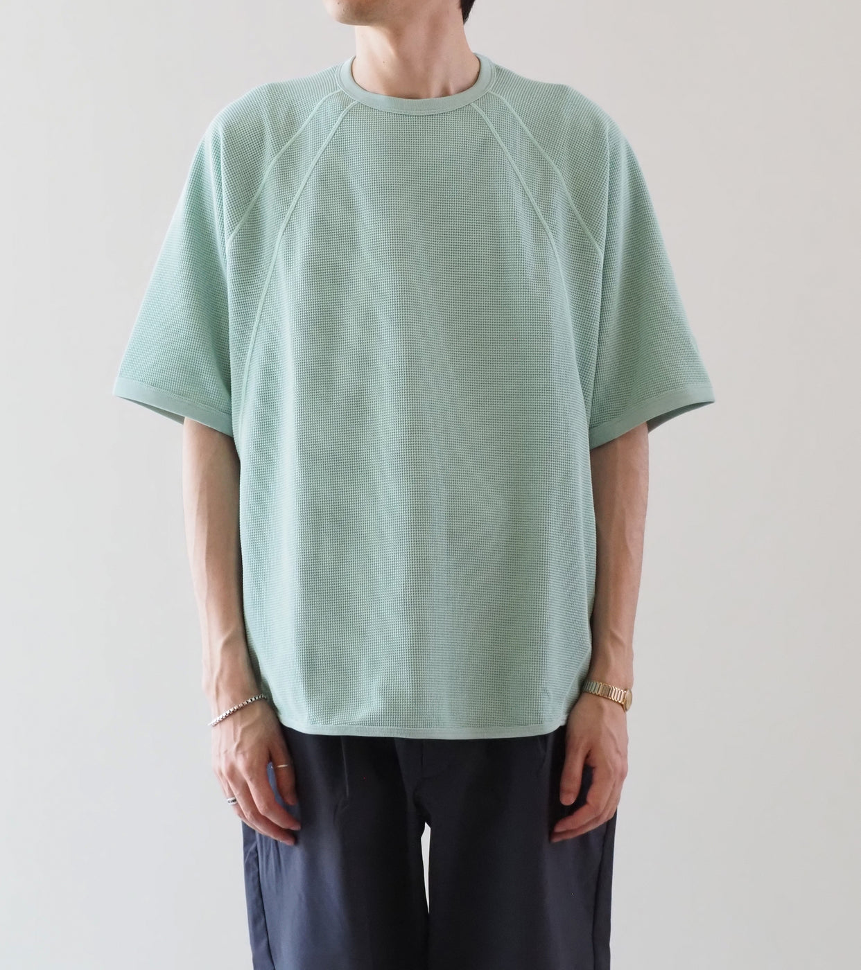 Goldwin メッシュ ワッフル アクチノイド ティーシャツ , Opal Green