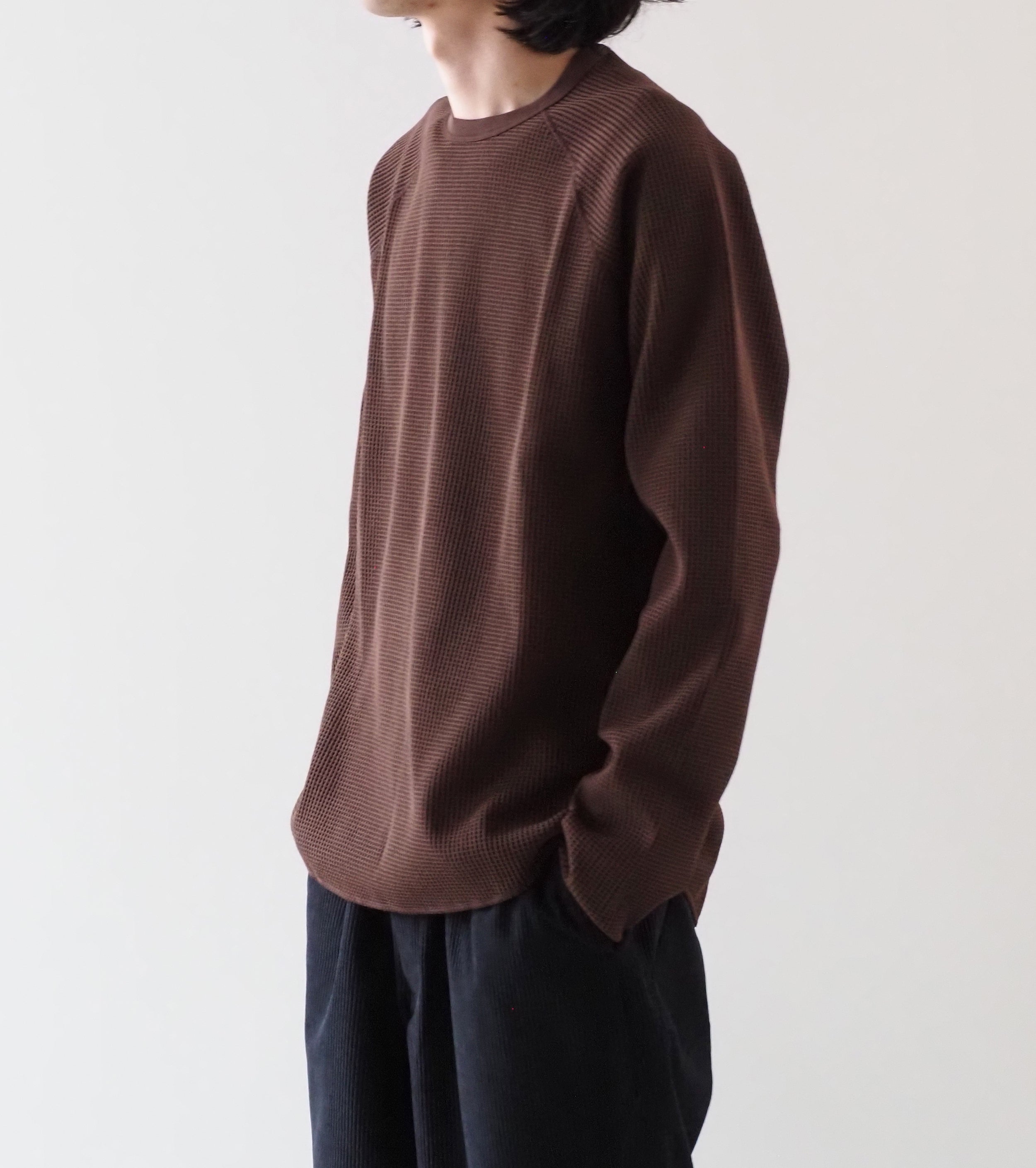 Goldwin Waffle Light Long Sleeve Tee Shirt, Chicory Brown